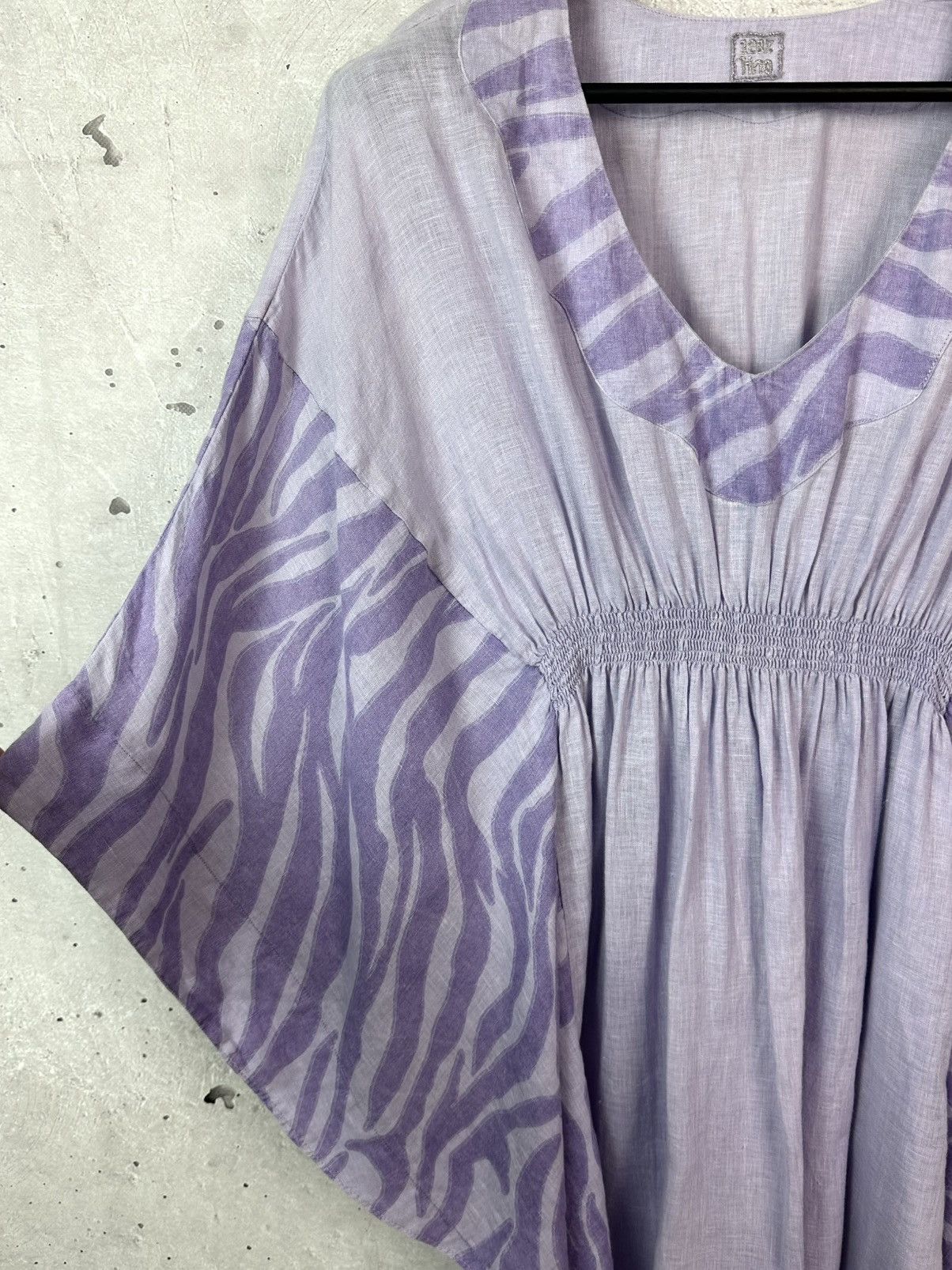 120% Lino 120% Lino Purple Oversized V-neck Poncho Dress Size M / US 6-8 / IT 42-44 - 4 Thumbnail