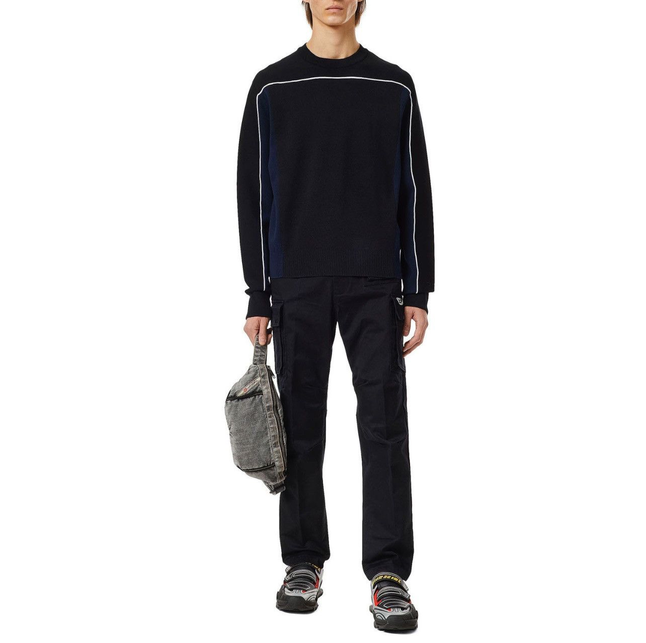 Diesel Diesel Black Cotton Knit Sweater Size M Size US M / EU 48-50 / 2 - 12 Thumbnail