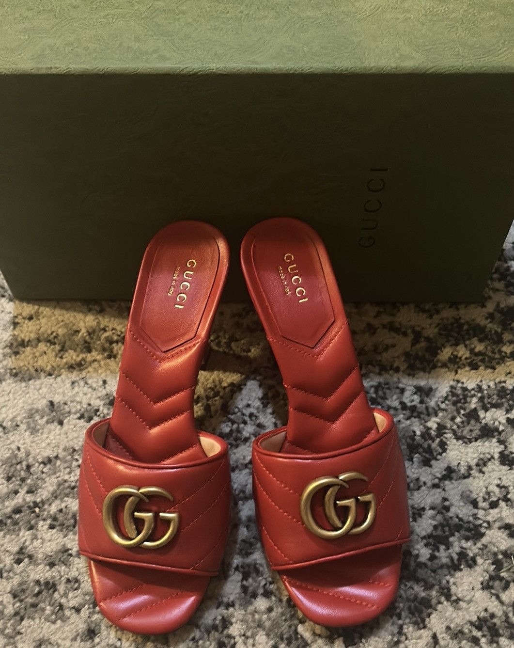 Gucci Gucci Double G Marmont Slide Sandal Mules Maple Red size 36 Size US 6 / IT 36 - 2 Thumbnail