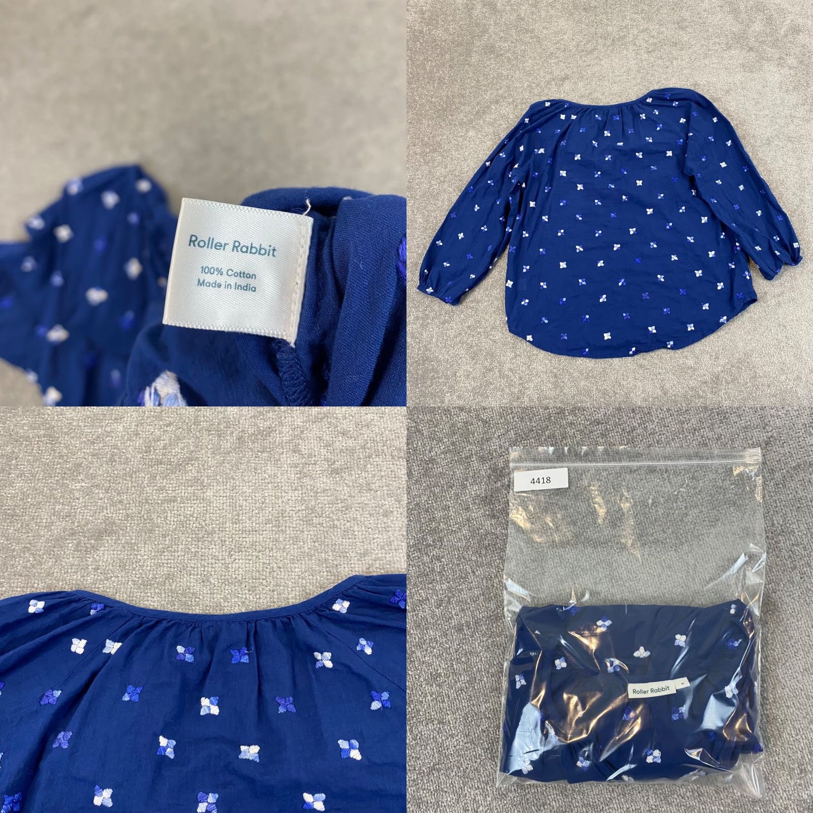 Vintage VINTAGE Roller Rabbit Shirt Pajama Top Womens Medium Lounge Blue Floral Stitched V-Neck Size M / US 6-8 / IT 42-44 - 8 Thumbnail