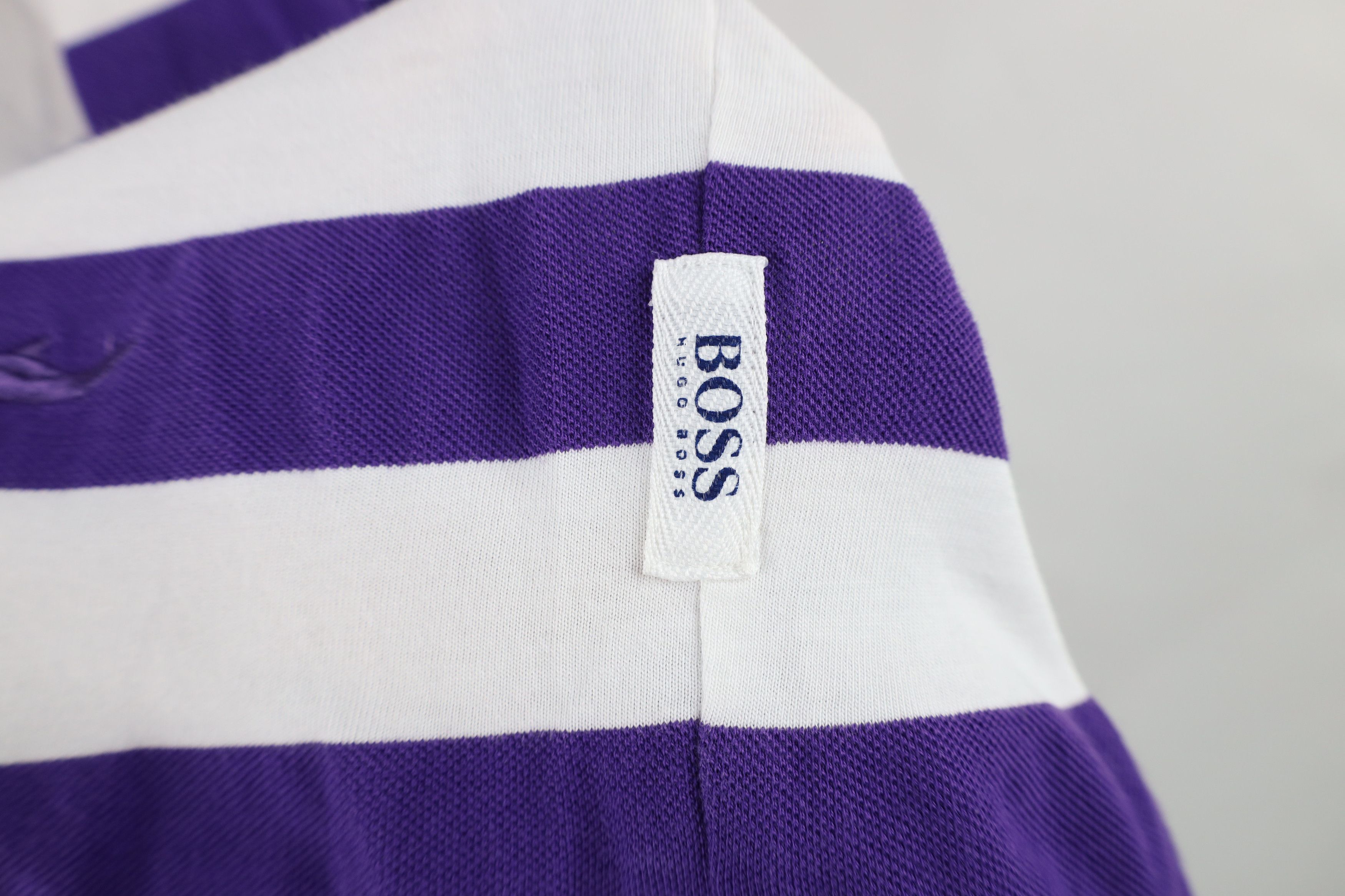 Hugo Boss Hugo Boss Color Block Knit Collared Polo Shirt Purple White Size US L / EU 52-54 / 3 - 5 Thumbnail