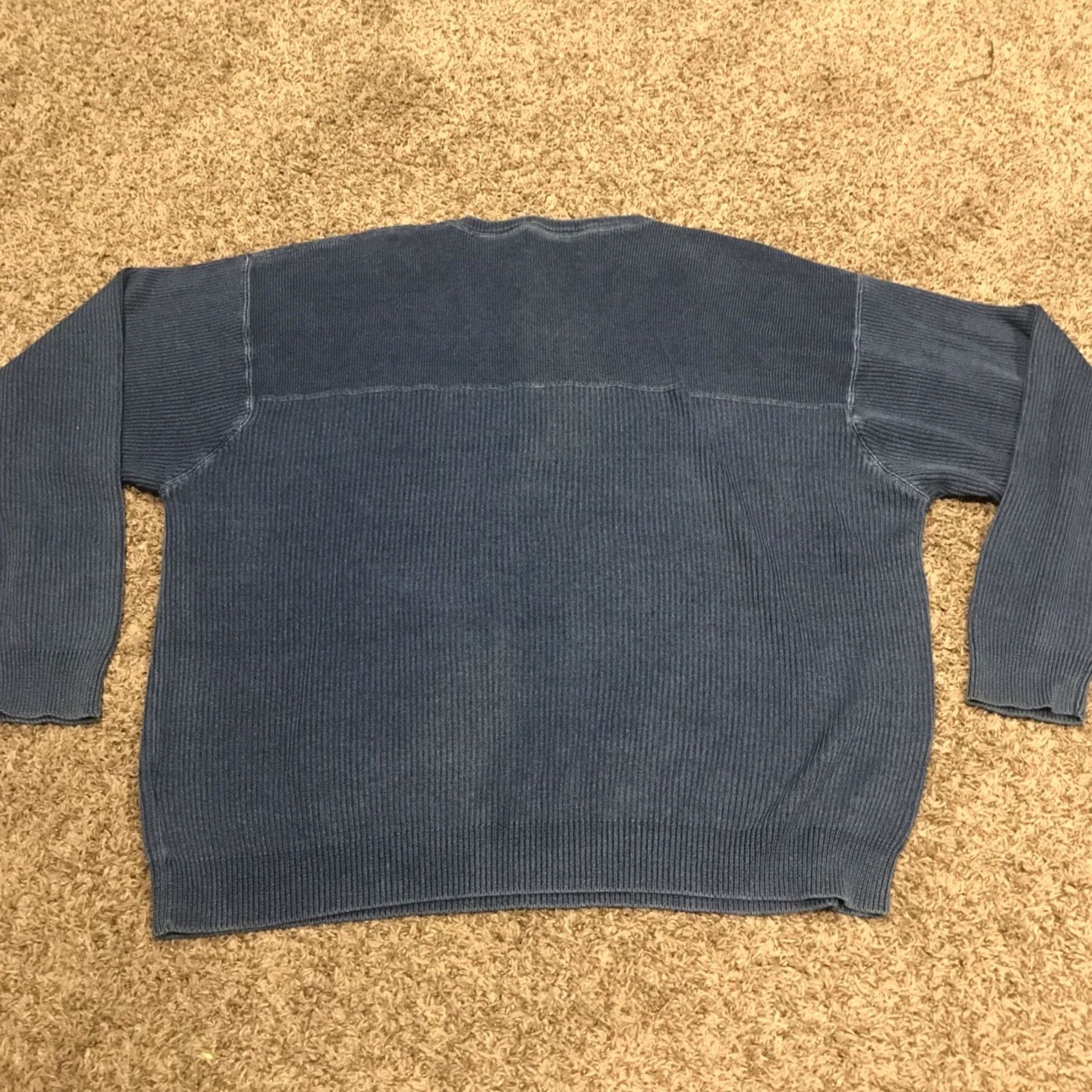 Eddie Bauer VINTAGE Eddie Bauer Sweater XL Men Blue V-Neck Heavyweight Cotton Knit Pullover 90s Wool Style Size US XL / EU 56 / 4 - 3 Thumbnail
