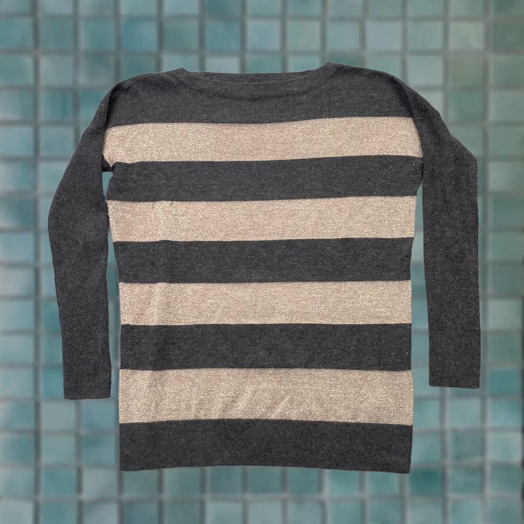 Vince Vince Sweater Womens Large Gray Metallic Striped Cashmere Tight Knit Ribbed Warm Size L / US 10 / IT 46 - 1 Thumbnail