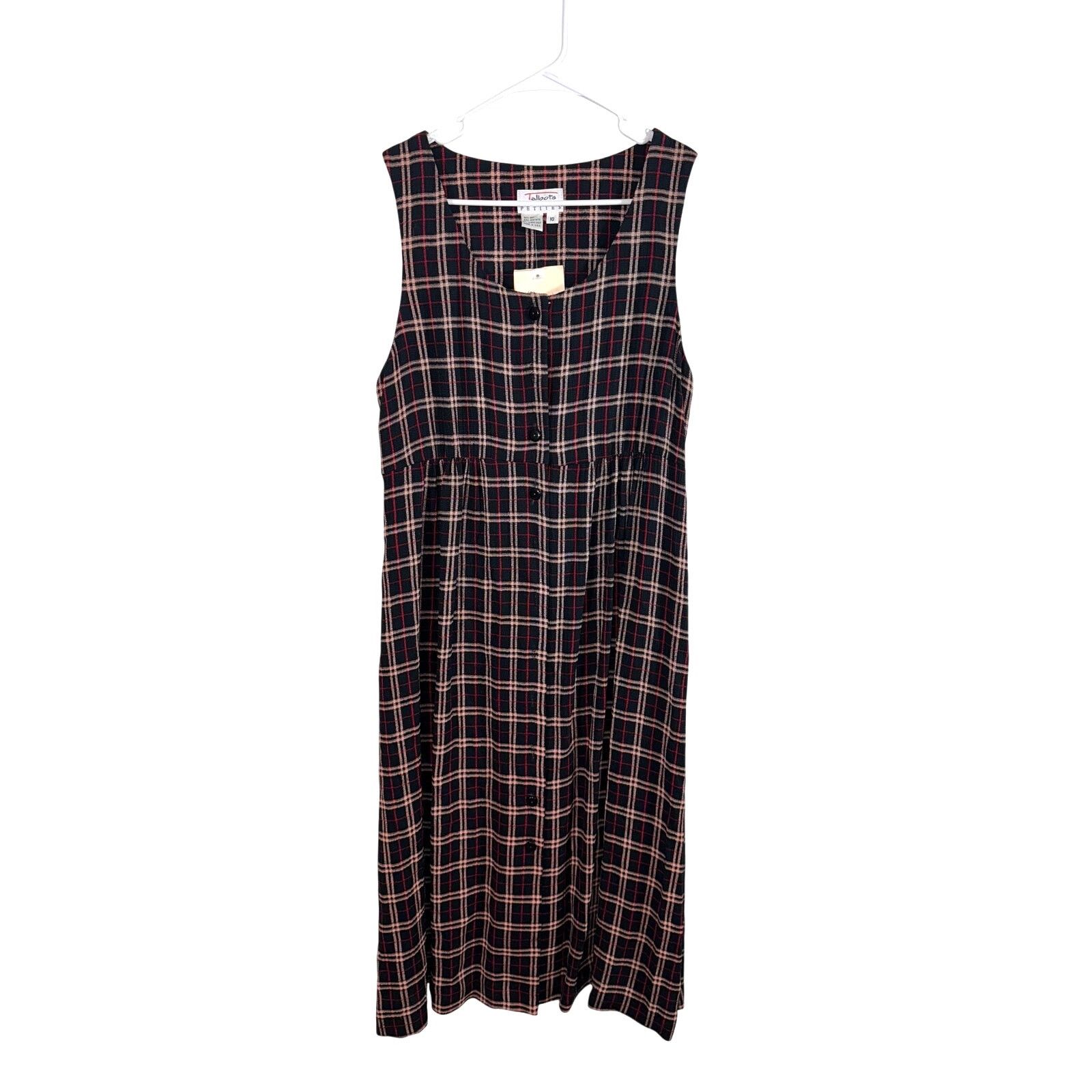 90s Talbots Dress 10P NOS Womens Dress Midi Plaid Overall -  cruiseboatoman.com