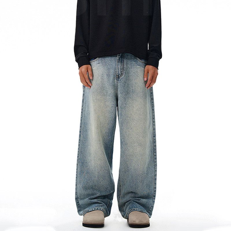Japanese Brand High-street retro men's loose straight leg washed jeans Size US 32 / EU 48 - 1 Thumbnail