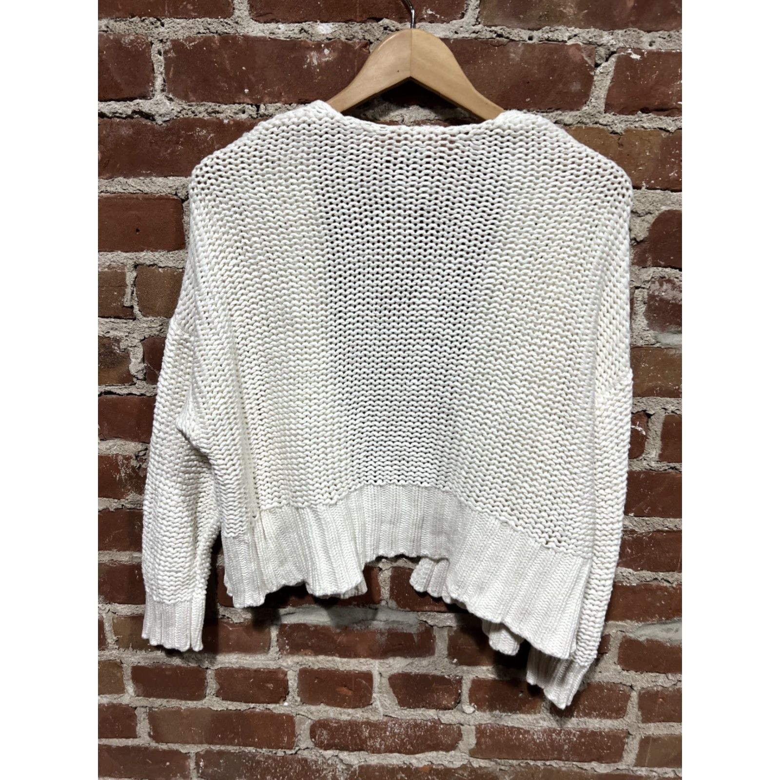 Vintage Aerie Sweater Cardigan Womens Small White Cotton Knit Open Chunky Knit Long Sleeve Casual Fall Spring Winter Summer Regular Fit Vintage No Size S / US 4 / IT 40 - 3 Thumbnail