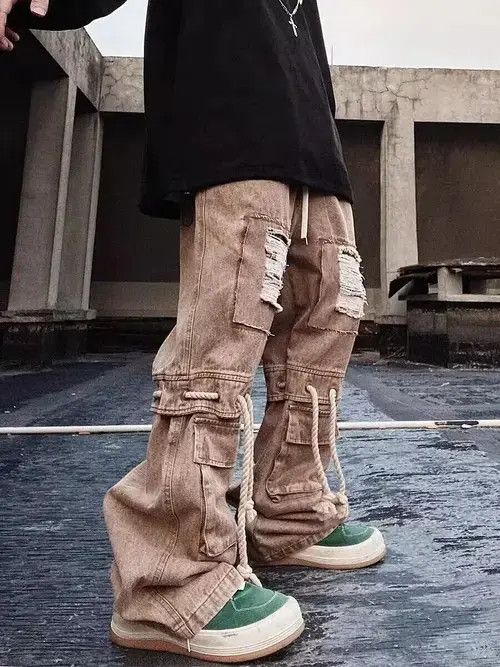 Japanese Brand Retro wasteland color ripped hemp rope strap rare jeans Size US 32 / EU 48 - 1 Thumbnail