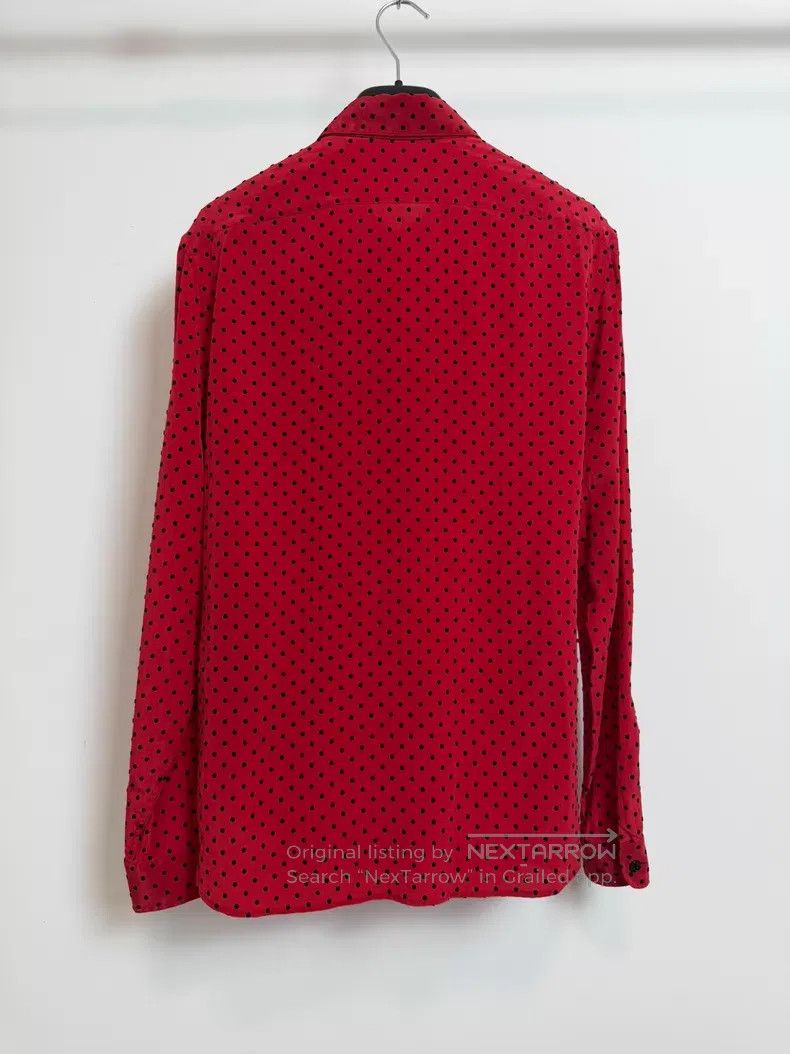 Saint Laurent Paris Saint Laurent Paris Silk Black and Red Flock Polka Dot Shi Size XS / US 0-2 / IT 36-38 - 2 Thumbnail