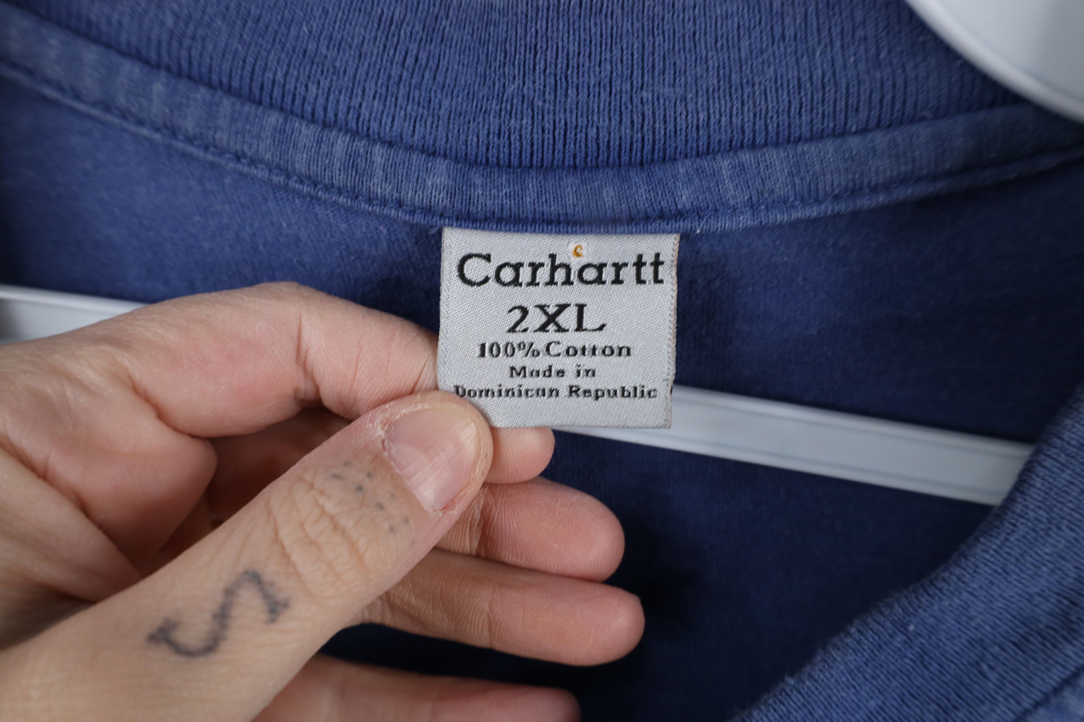 Carhartt × Vintage Vintage Carhartt Heavyweight Long Sleeve Henley T-Shirt Blue Size US XXL / EU 58 / 5 - 9 Thumbnail