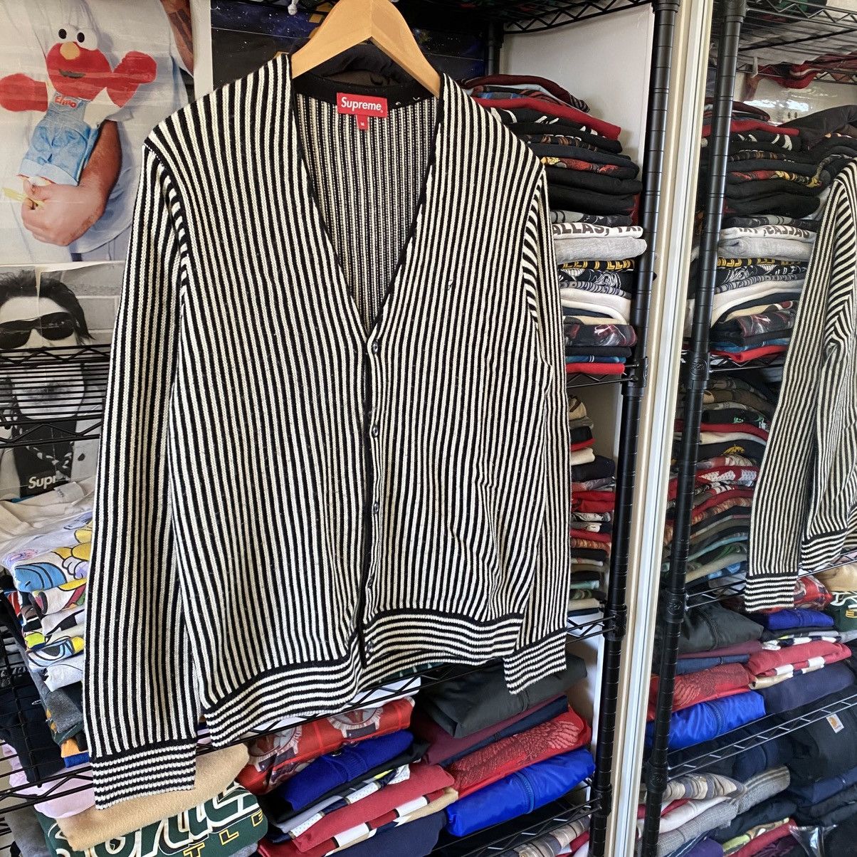 Supreme Supreme Micro Stripe Cardigan Sweater Black White 2017 Size US M / EU 48-50 / 2 - 3 Thumbnail