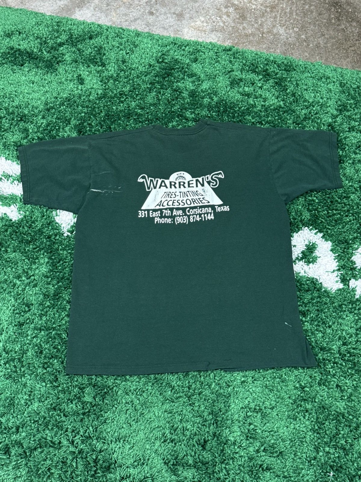 Vintage Distressed Tire Auto Shop Texas Forest Green Tee