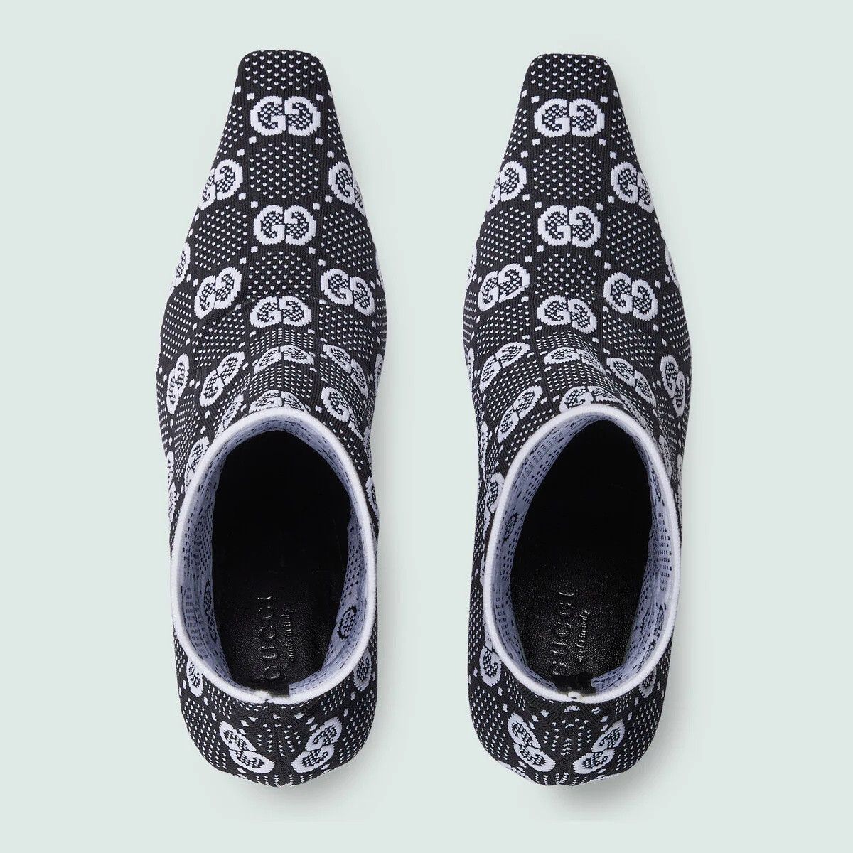 Gucci o1s1wg110425 Women's GG knit Ankle Boots in Black & White Size US 6 / IT 36 - 5 Thumbnail