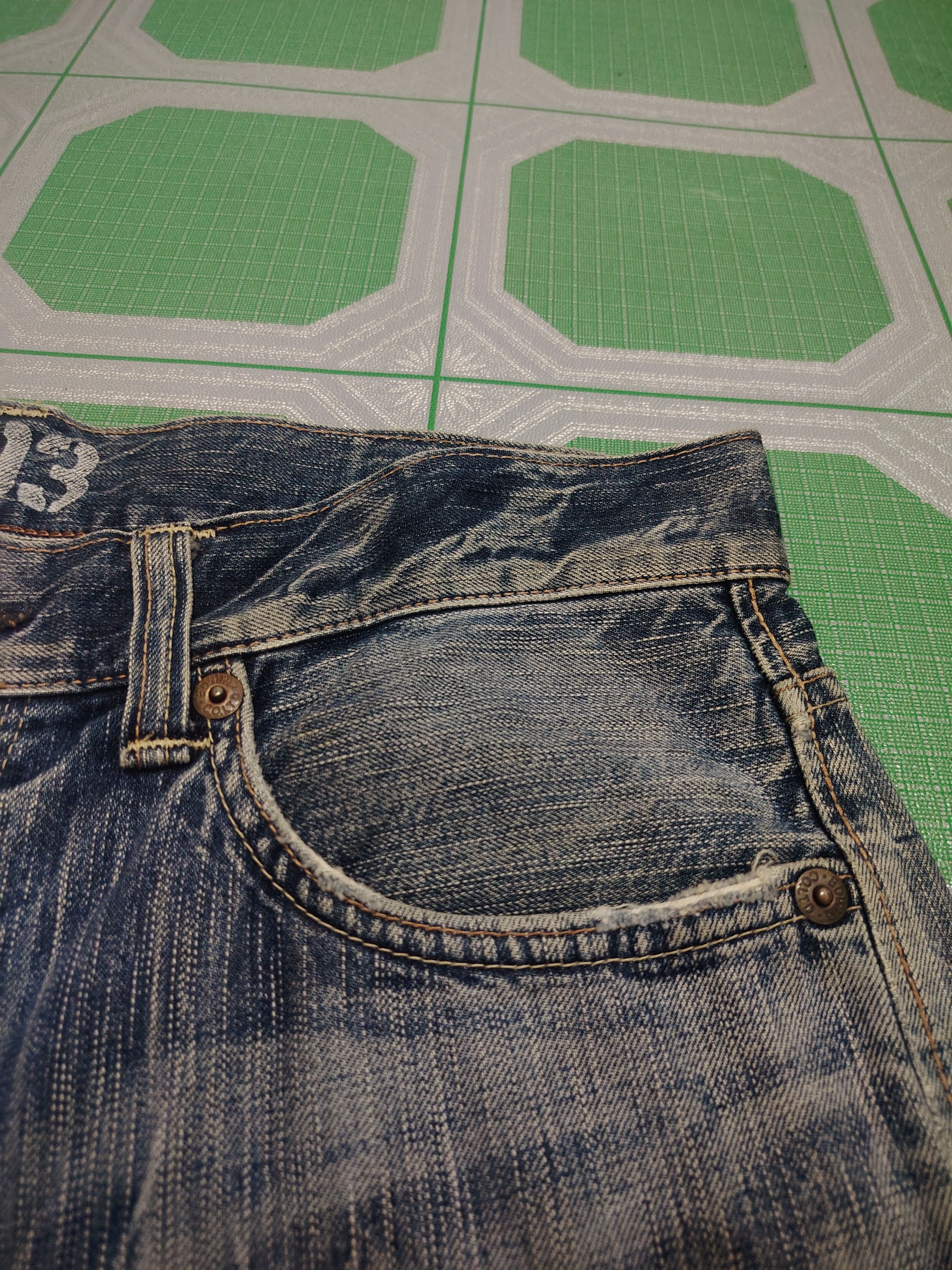 Who Decides War Japanese Edwin 503 Blue Trip Distressed Jeans Size US 34 / EU 50 - 9 Thumbnail