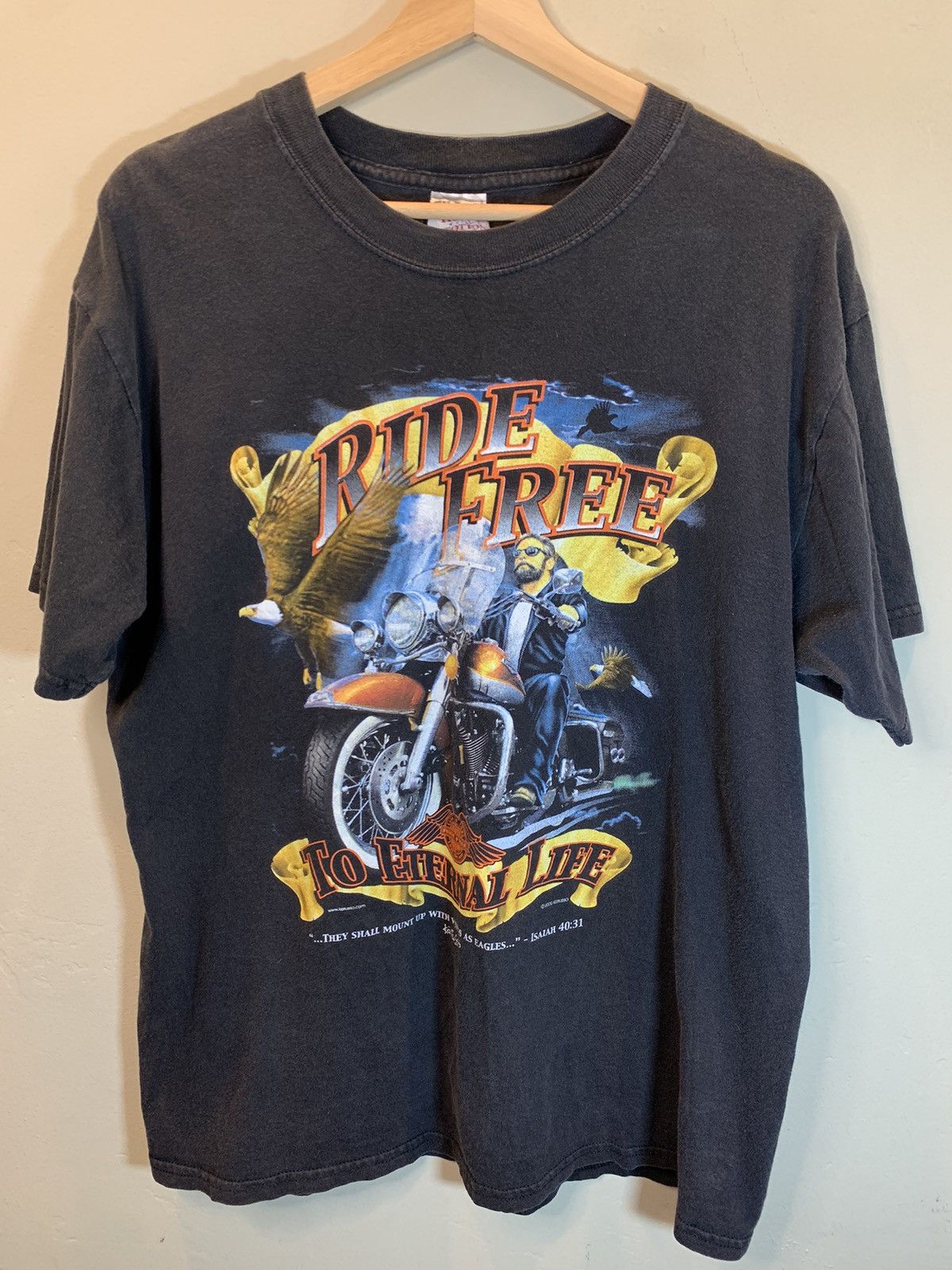 Vintage RARE* Vintage Jesus Christ Ride Free To Eternal Life T-Shirt Size US L / EU 52-54 / 3 - 1 Thumbnail