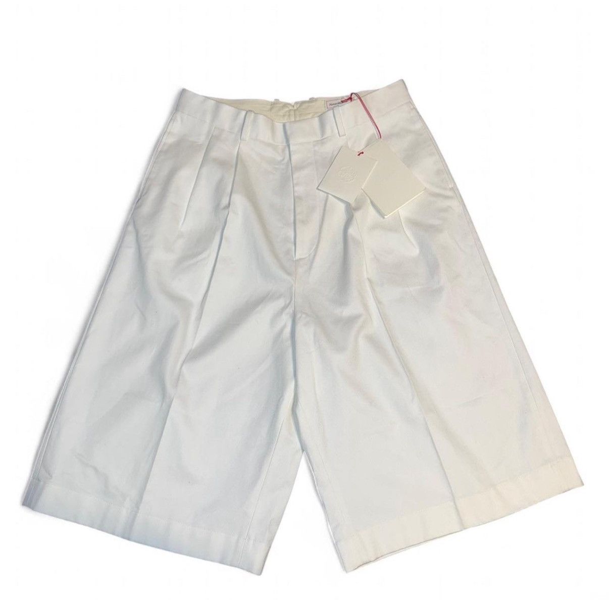 Alexander McQueen oversized cream-white pleated shorts