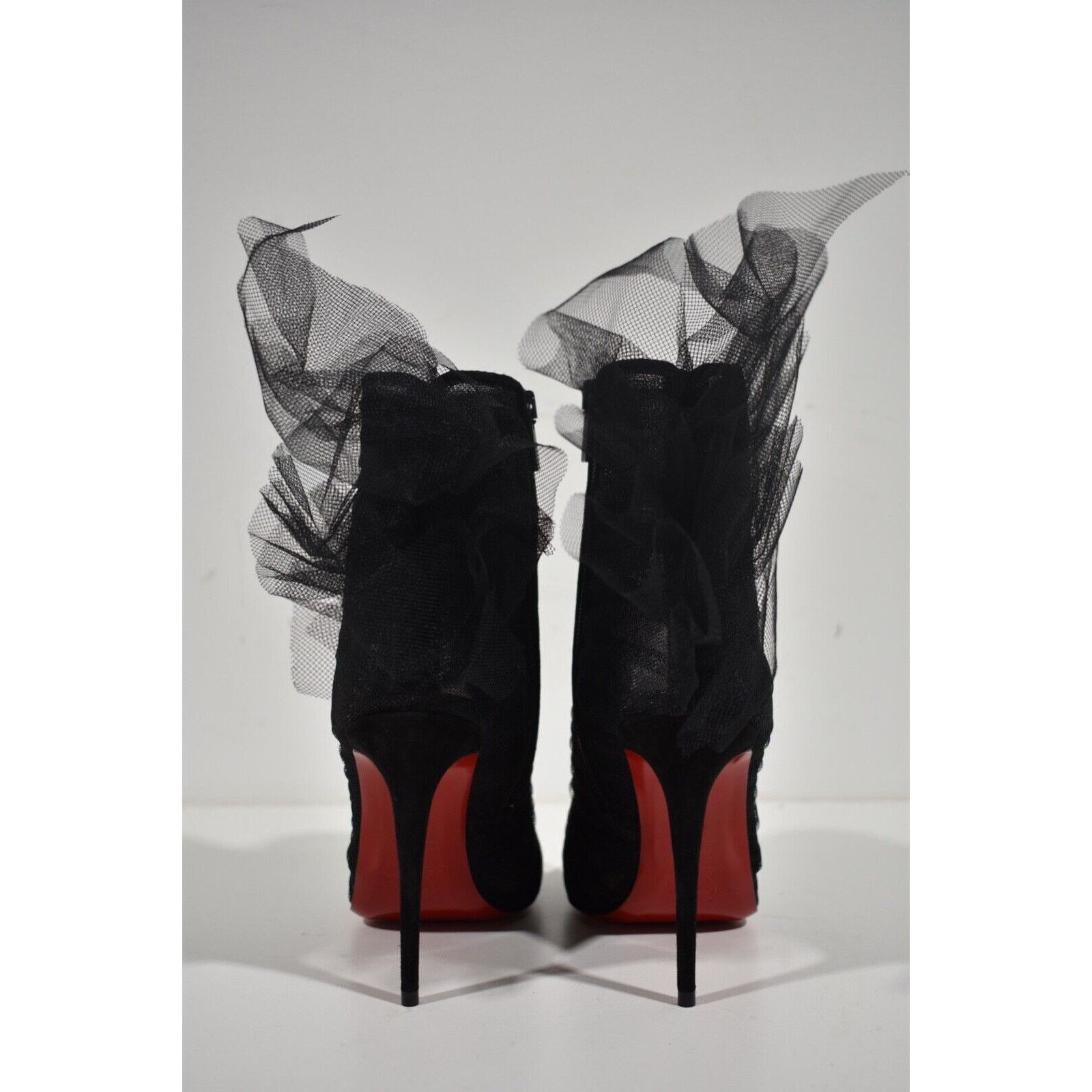 Christian Louboutin Christian Louboutin Libellibooty 100 Black Mesh Tulle Ankle Size US 7.5 / IT 37.5 - 10 Thumbnail