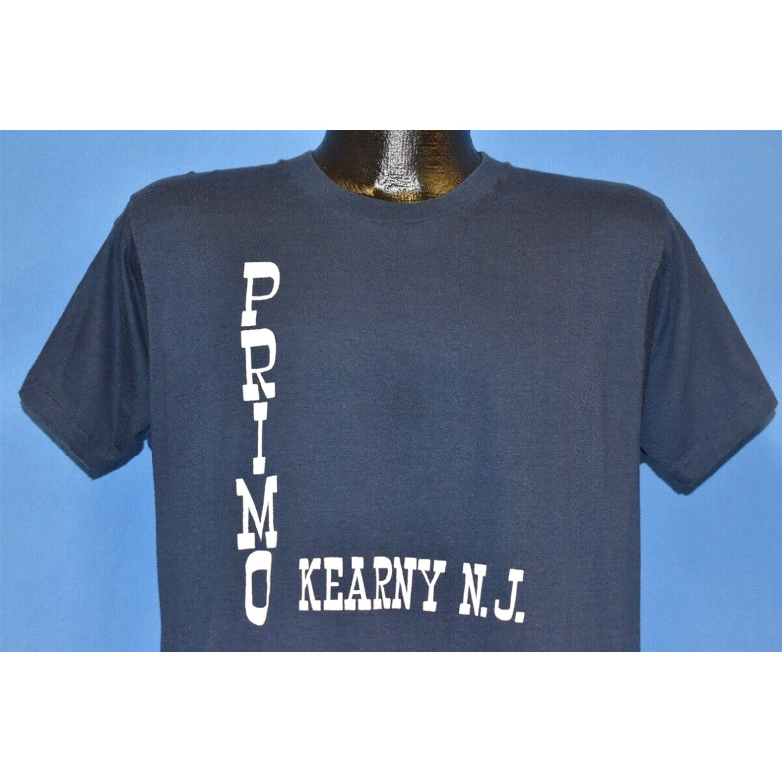 image of Vintage VTG 80's Primo Kearny Nj New Jersey Car Truck Repair Shop Blue T-Shirt Large L in White