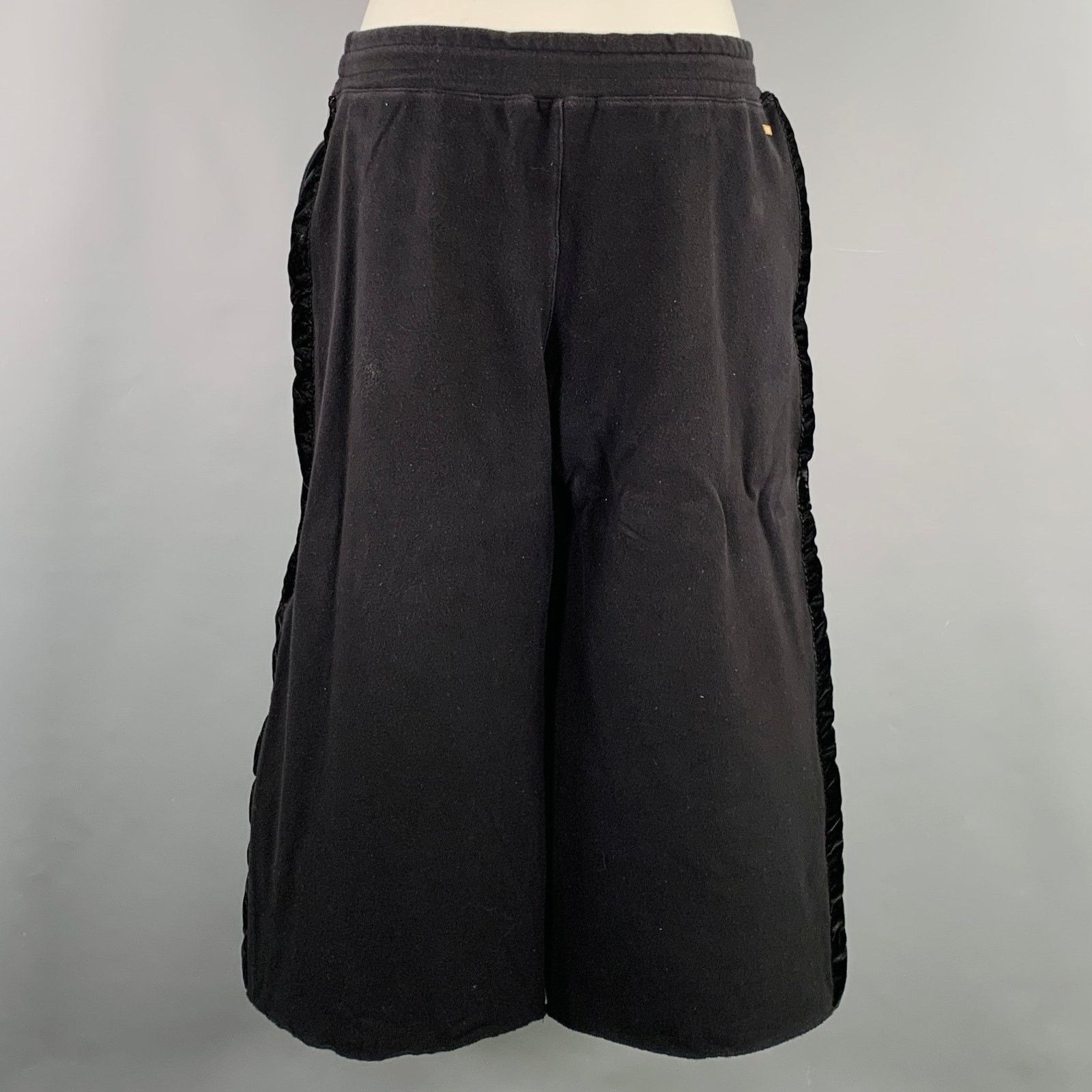 Alaia ALAIA Size M Black Cotton Blend Wide Leg Casual Crop Pants Size 31" - 3 Thumbnail