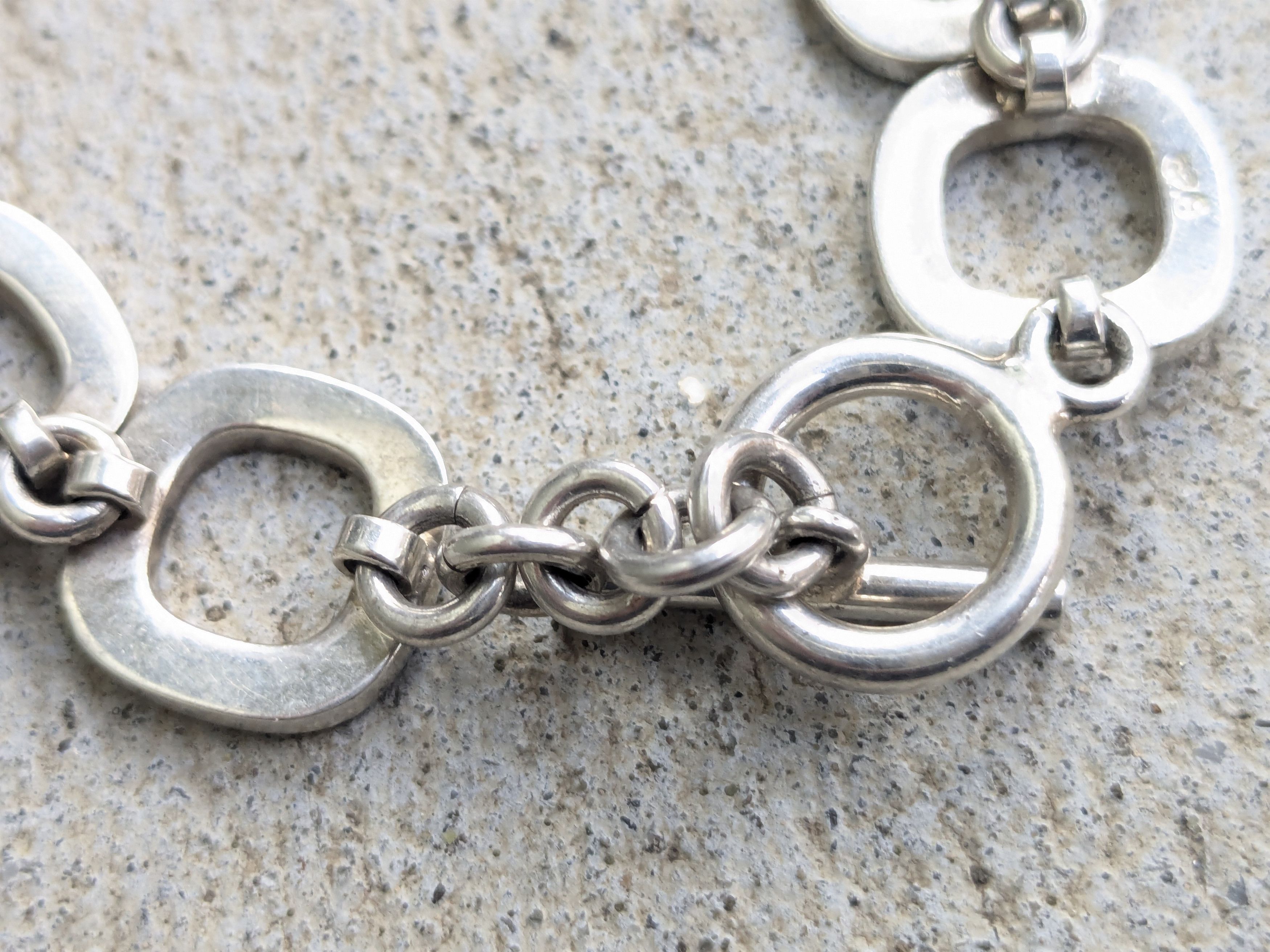 Jewelry Vintage Sterling Silver Bracelet Square Chain Link 7.25" Size ONE SIZE - 11 Thumbnail