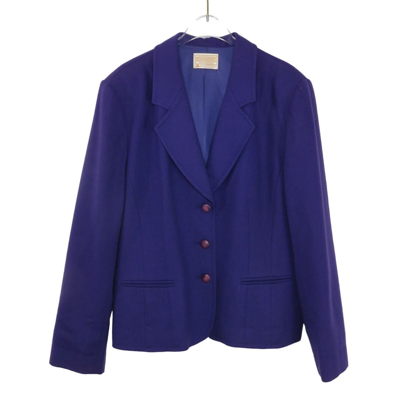 Image of Pendleton Purple Blazer Jacket Wool Large Retro, Women's (Size XL)