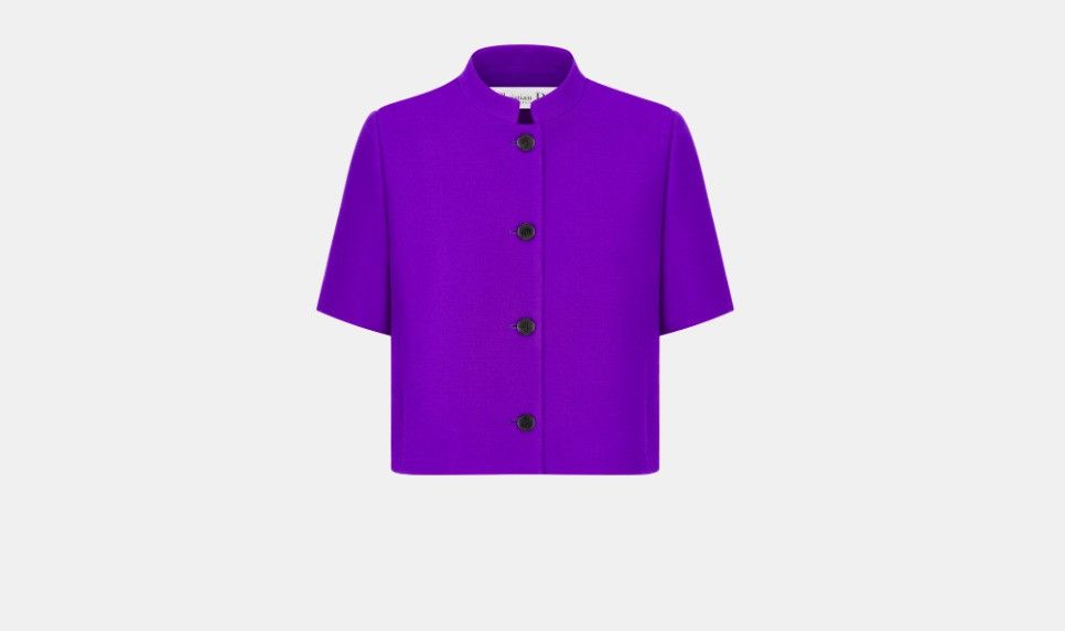 Dior o1w1db10824 Wool & Silk Short-Sleeved Jacket in Purple Size S / US 4 / IT 40 - 1 Thumbnail