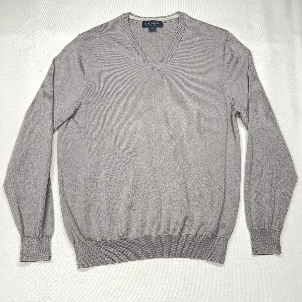 Brooks Brothers Brooks Brothers Sweater Grey V-Neck Pullover Supima Cotton Size US M / EU 48-50 / 2 - 1 Thumbnail