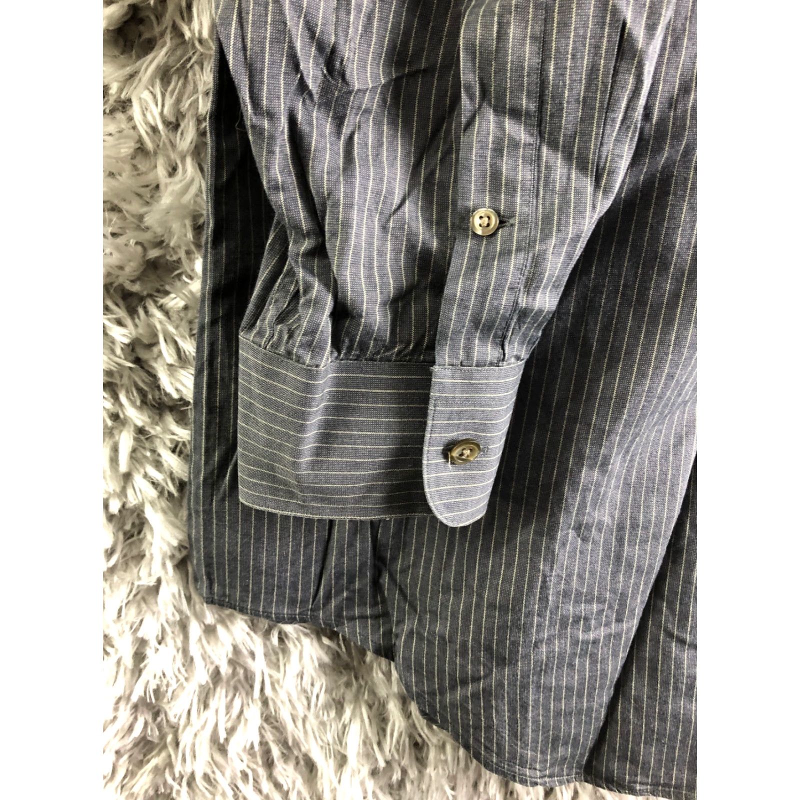 Vintage Paul Fredrick Shirt Size 18 34 Mens Gray Striped Long Sleeve Spread Collar Shirt Size US XXL / EU 58 / 5 - 2 Thumbnail