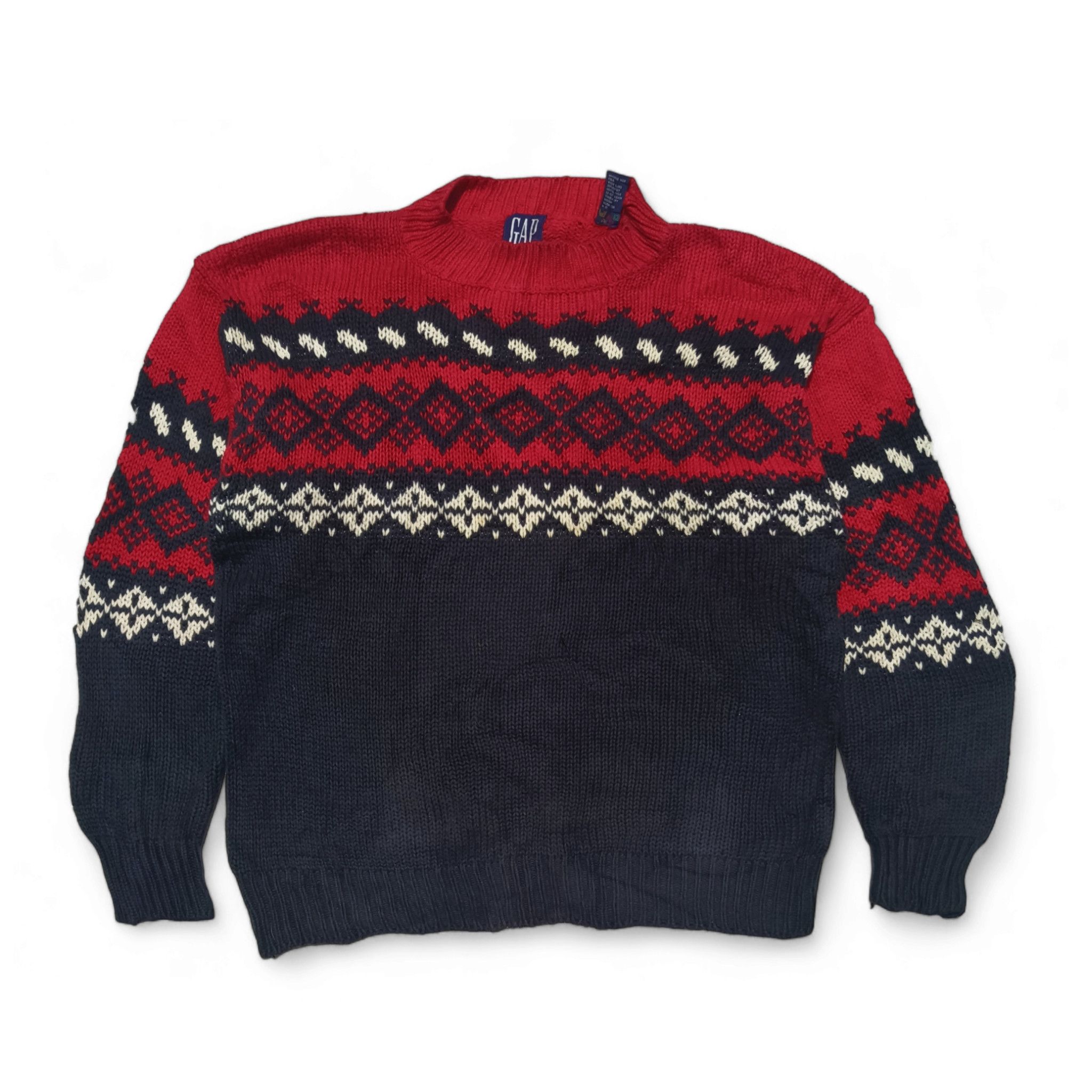 Gap Vintage 80s GAP Abstract Motifs Knit Thick Warm Sweater Size US M / EU 48-50 / 2 - 1 Thumbnail