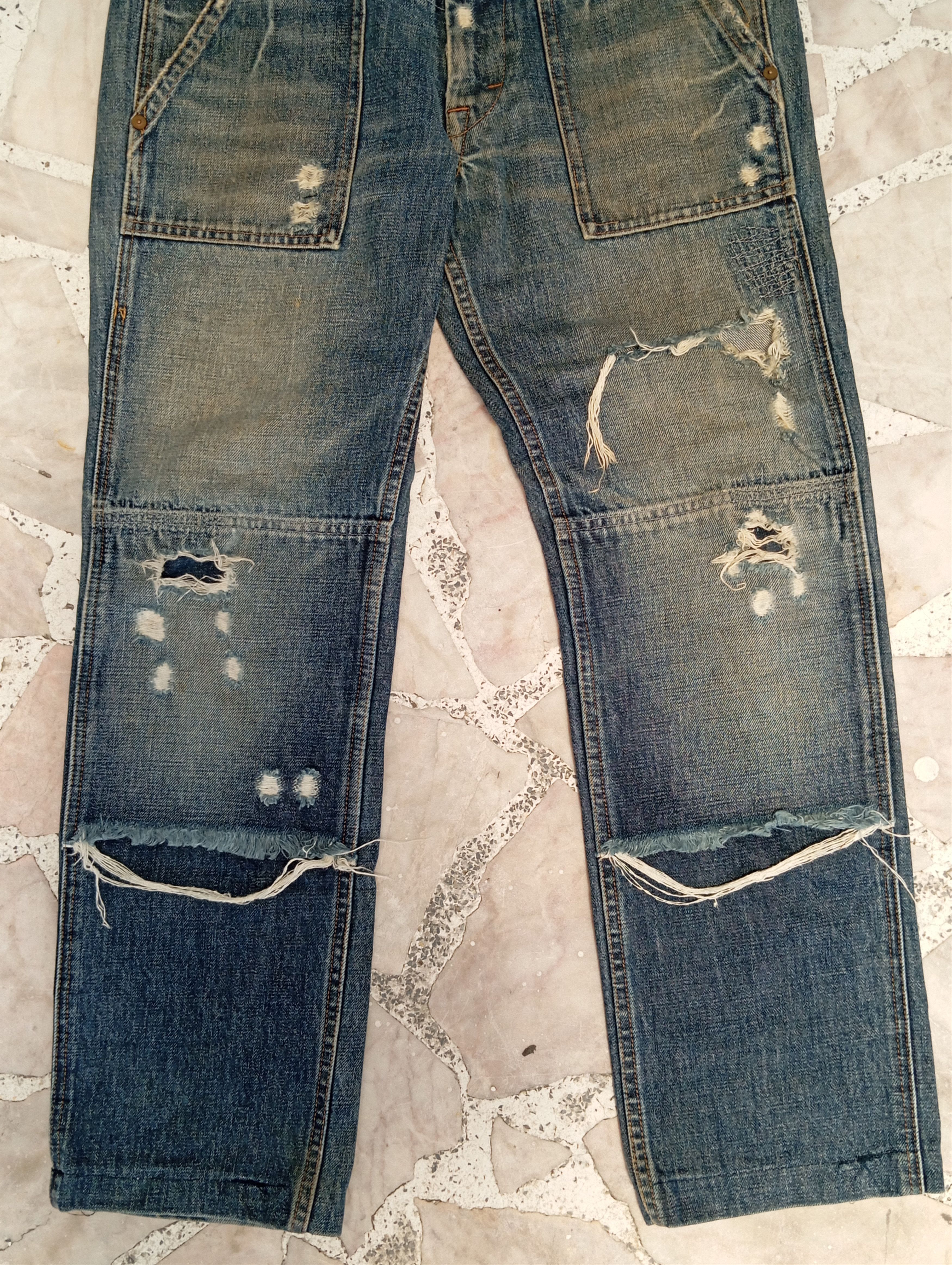 Other Denim Carpenter Distressed Denim with back buckle Size US 31 - 3 Thumbnail