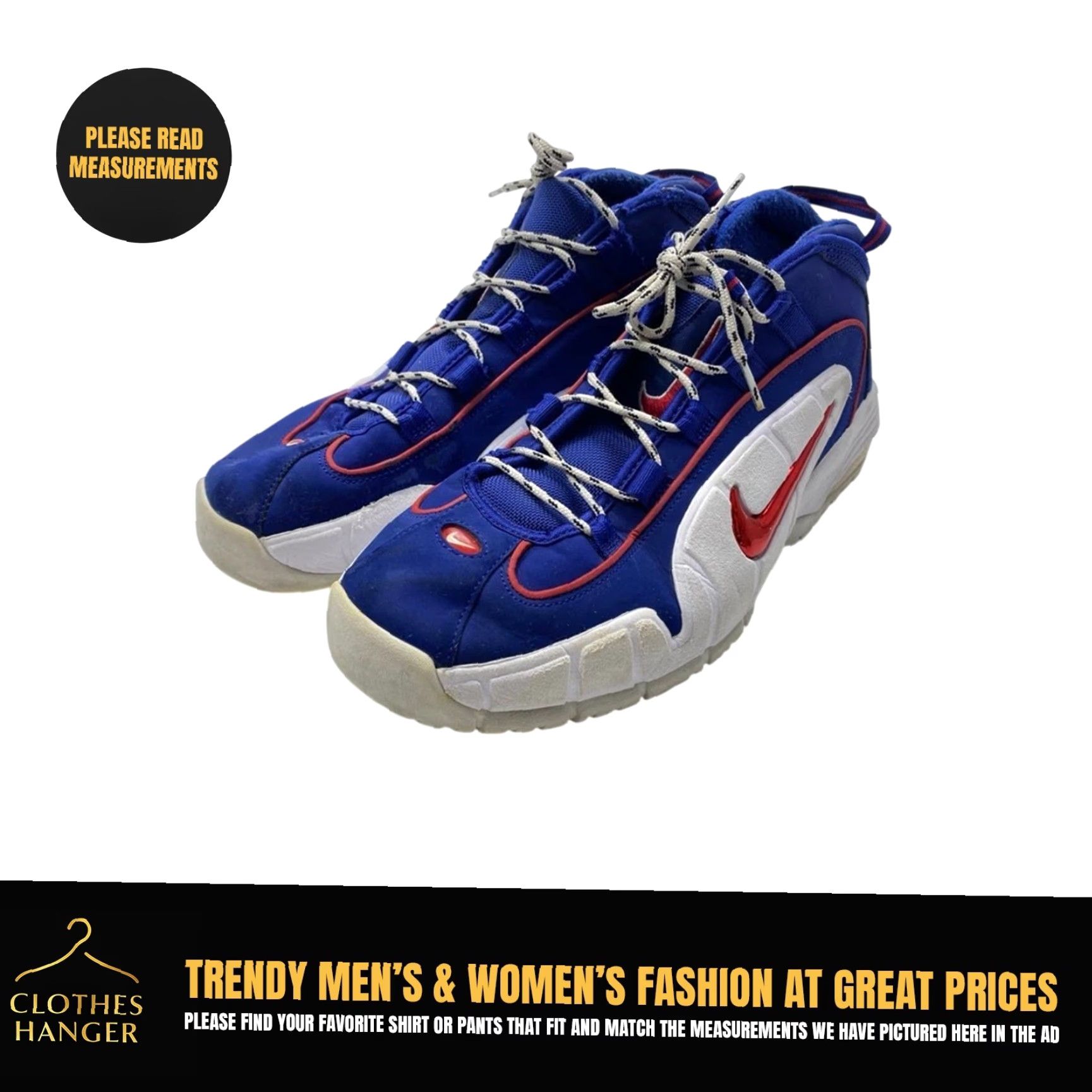 Nike Nike Air Max Penny Sneakers Mens 11.5 Blue Red 685153-400 USA Penny 2018 Vintage No 1628 Size US 12 / EU 45 - 2 Thumbnail