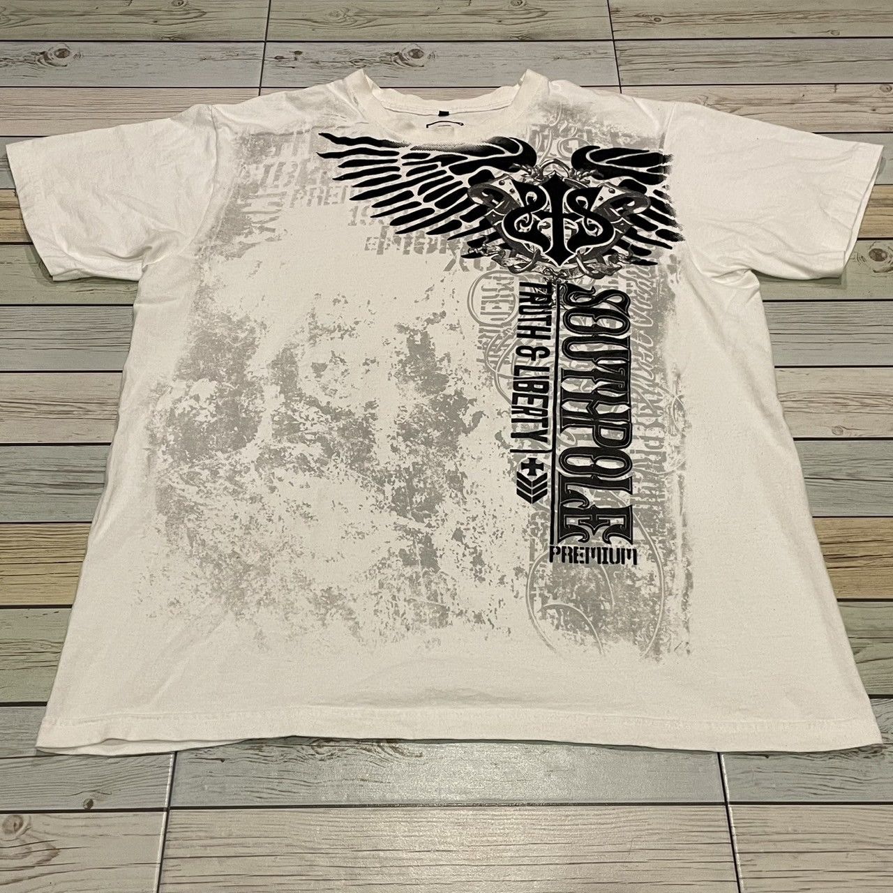 Affliction × Southpole × Tapout Rare Southpole Wings Cross Tee Y2K Affliction Style Size US XXL / EU 58 / 5 - 1 Thumbnail