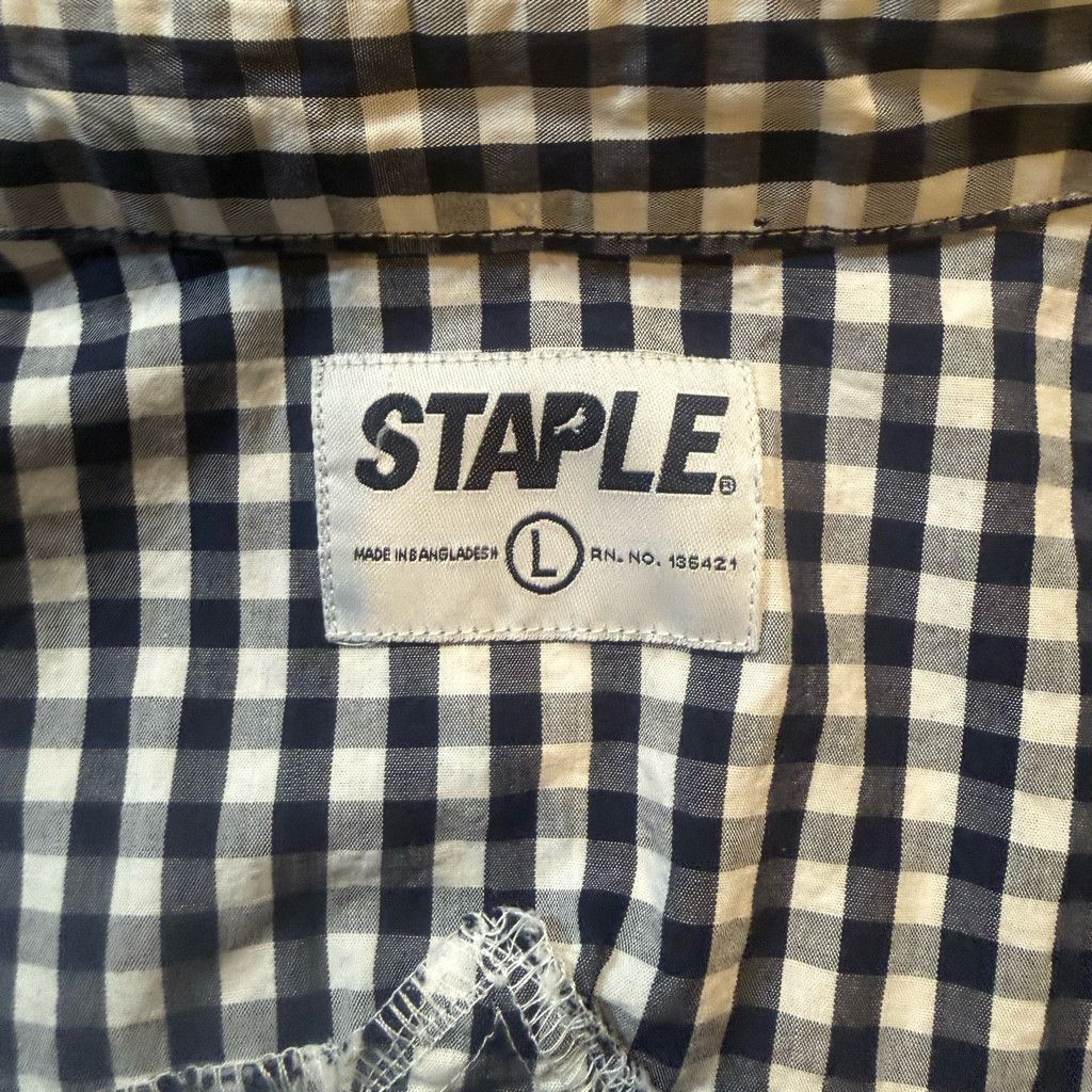 Japanese Brand Staple Men’s L Gingham Button Shirt Navy White Size US L / EU 52-54 / 3 - 8 Thumbnail