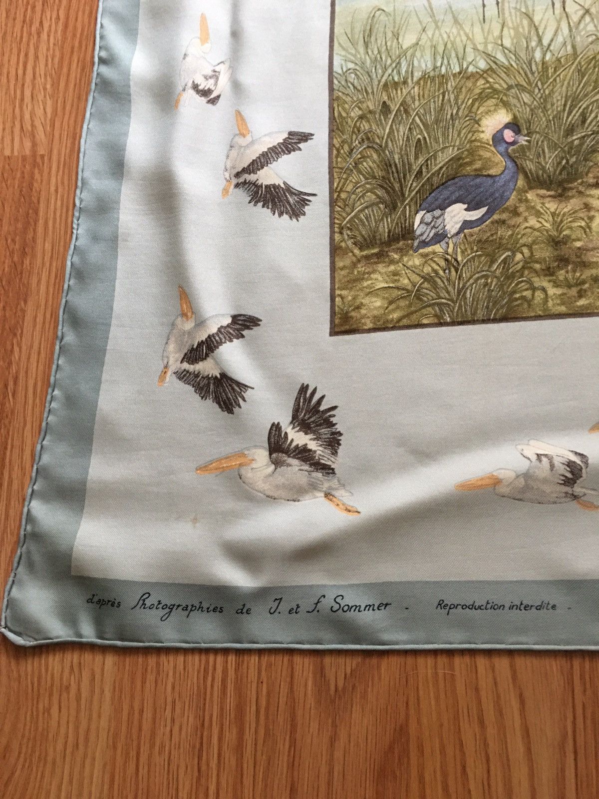 Vintage J. et F. Sommer. Vintage 1960 Marabou Motif Silk Scarf Size ONE SIZE - 6 Thumbnail