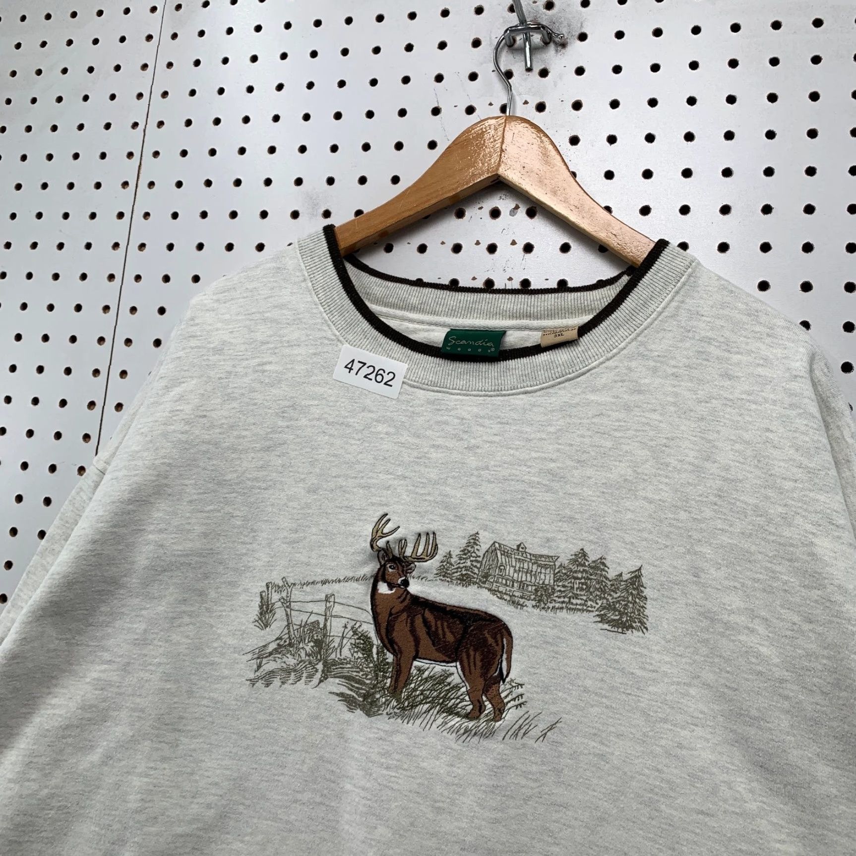 Vintage VINTAGE Scandia Woods Deer Sweatshirt Mens 3XL Gray Embroidered Fleece Outdoor Size US XXL / EU 58 / 5 - 7 Thumbnail