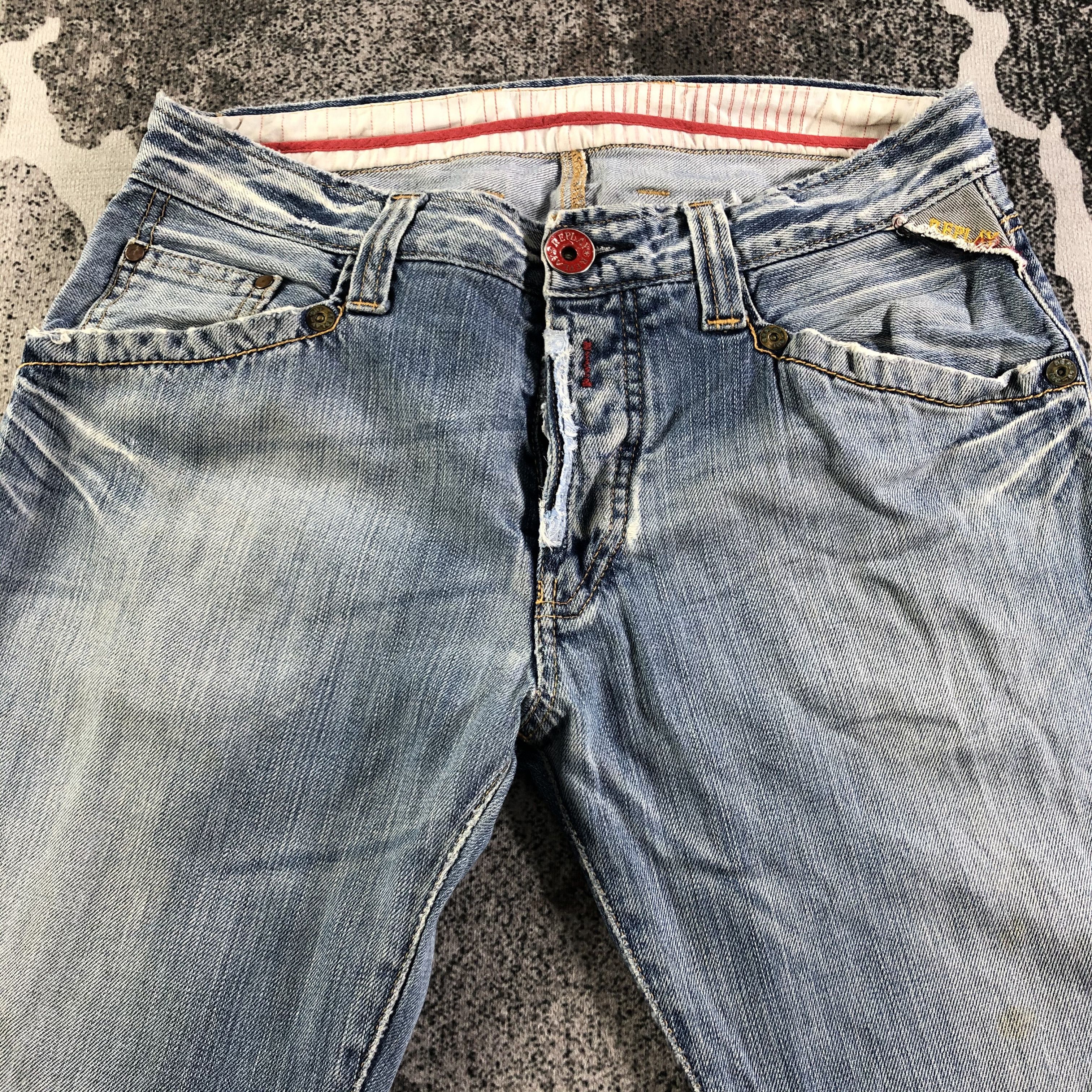 Replay Replay Jeans Ripped Faded Blue Denim KJ2489 Size US 29 - 3 Thumbnail