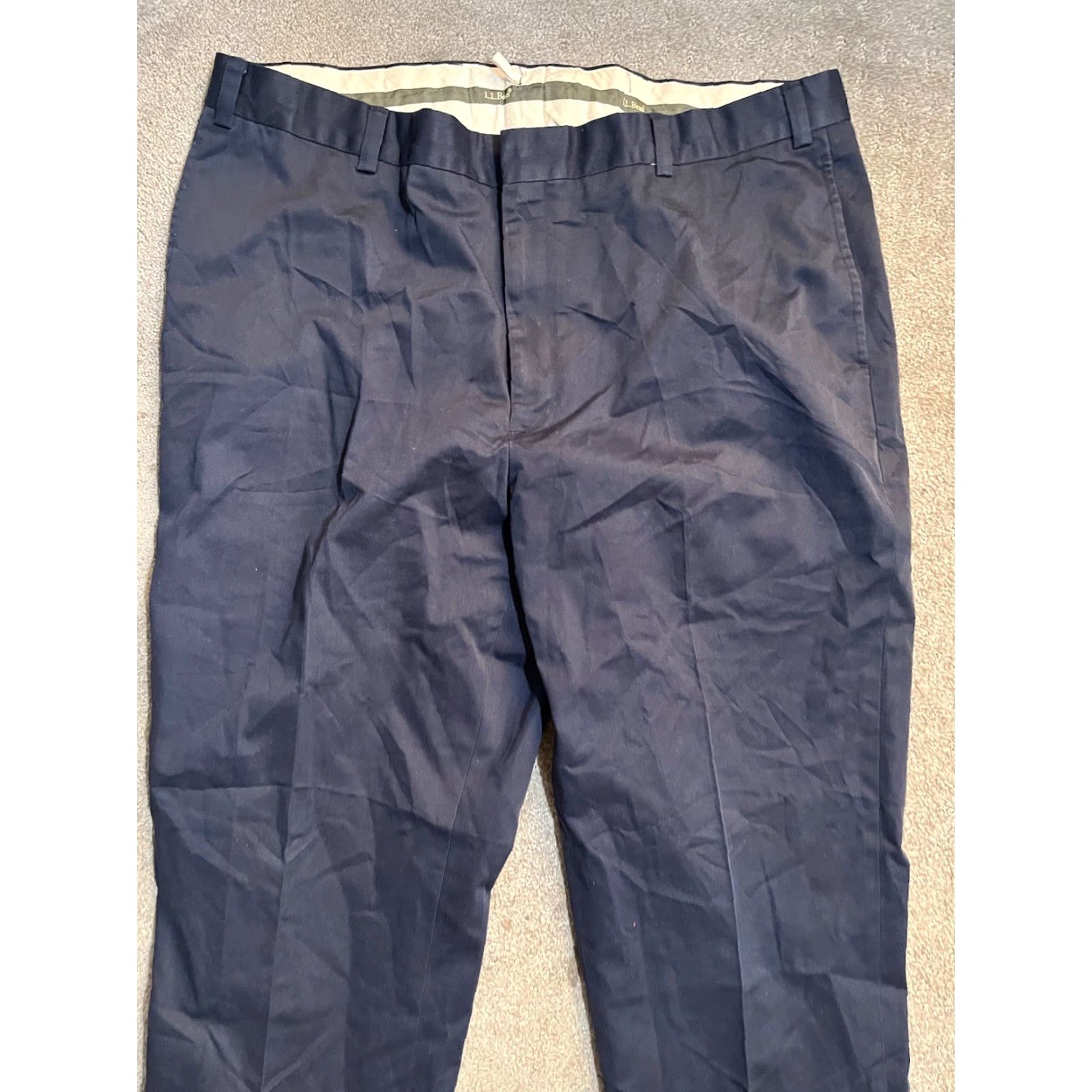Vintage L.L. Bean Pants Mens 38x32 Classic Flat Front Navy Blue Khakis Style 212330 0WV55 Regular Front Pants Mens Size US 38 / EU 54 - 4 Thumbnail