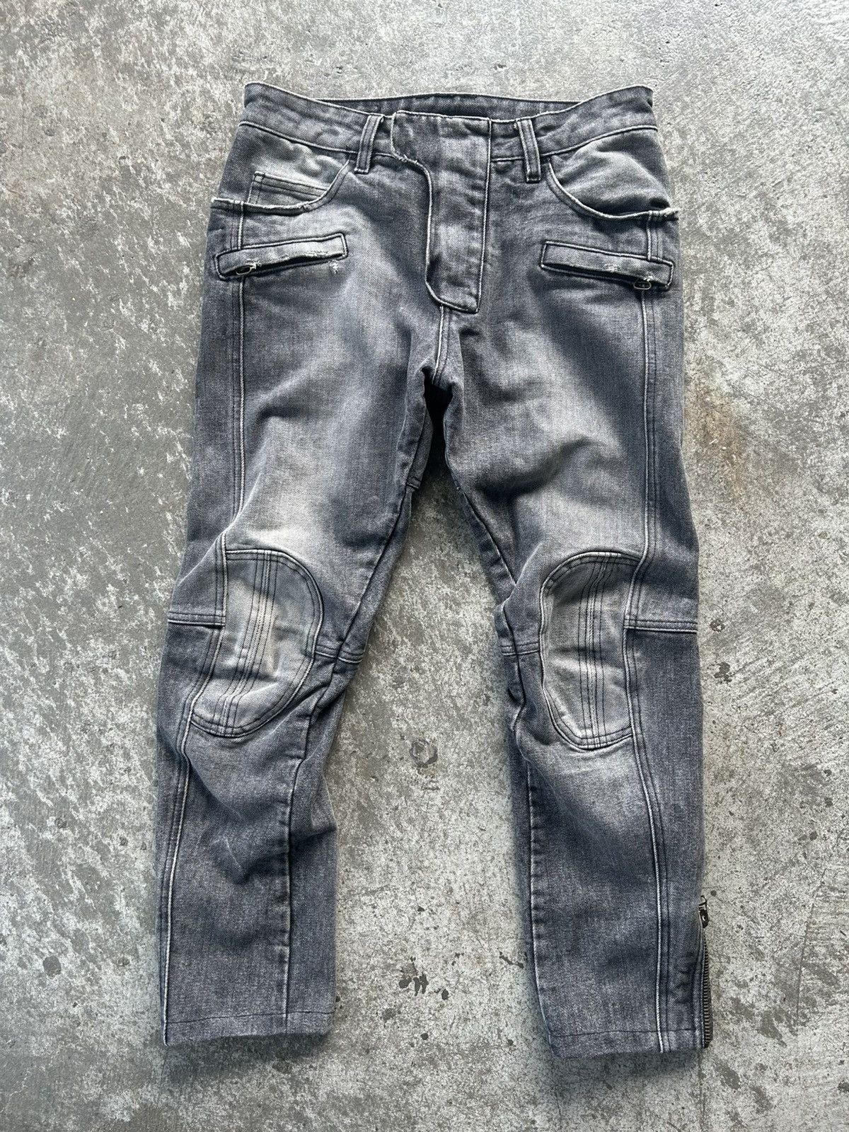 Balmain Decarnin Balmain Homme AW10 Heavy Biker Jeans Size US 31 - 2 Thumbnail