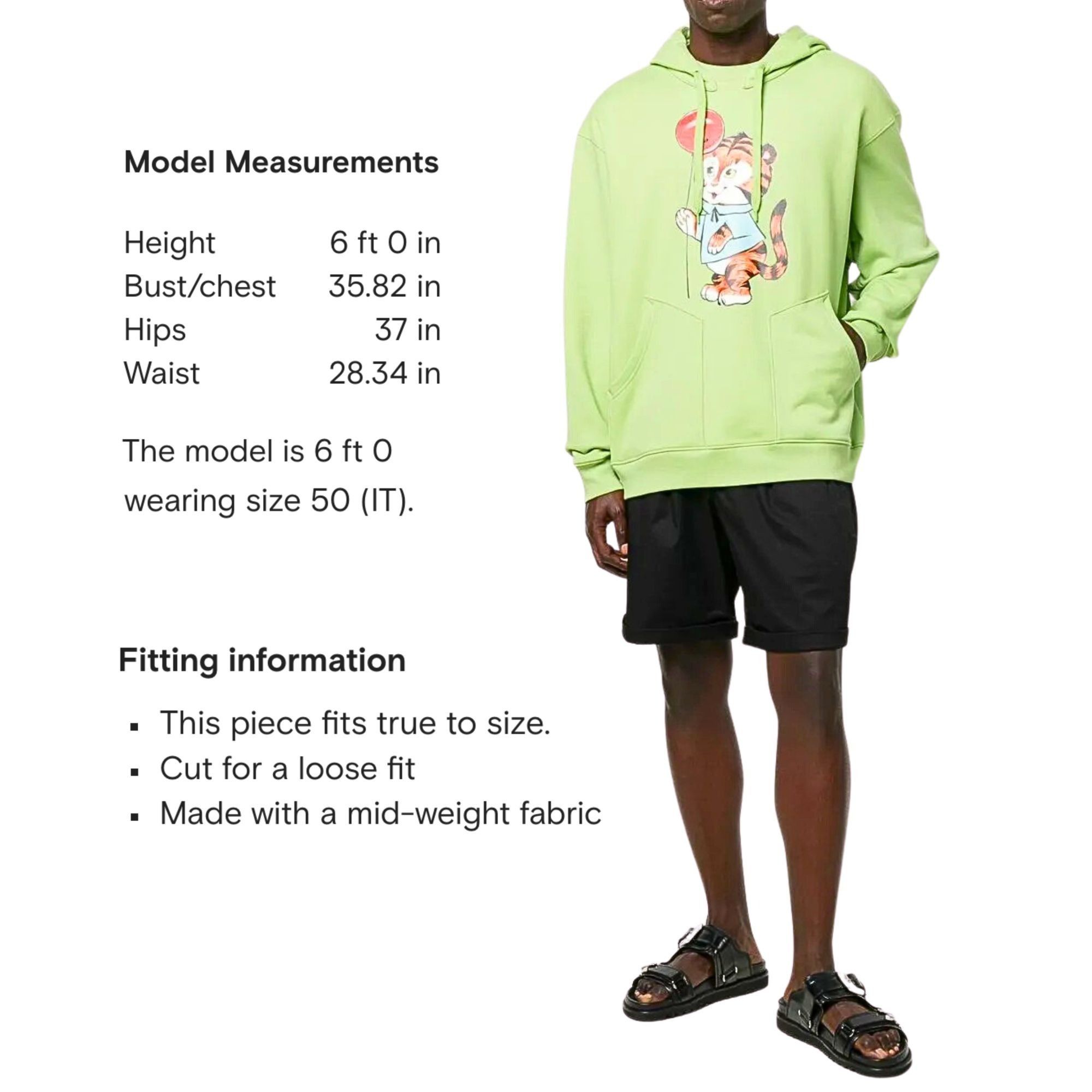 Moschino Moschino Bright Green Tiger Graphic Hoodie With Drawstring Size US L / EU 52-54 / 3 - 12 Thumbnail
