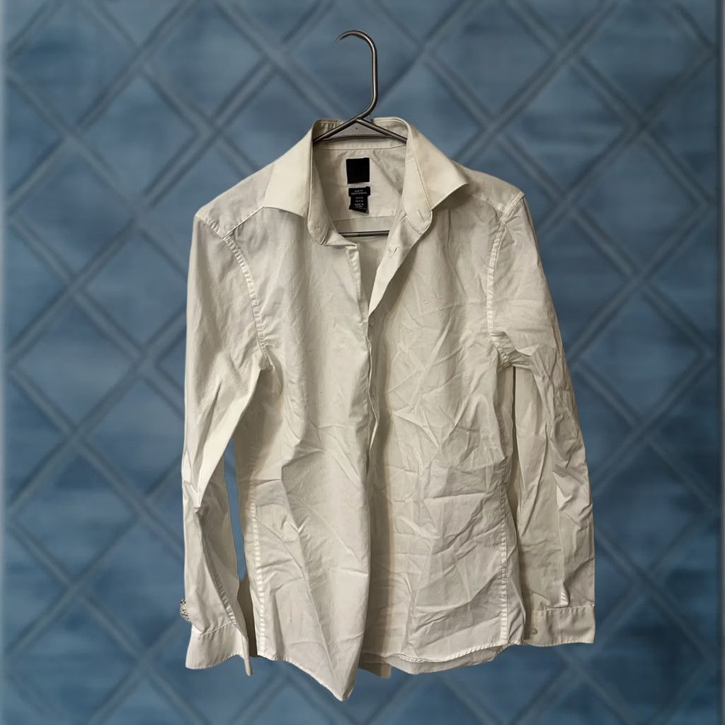 H&M H&M Long-Sleeve Button-Up Shirt Size Small White Slim Fit Solid Men Button-Down Collar Vintage: No Size 36R - 1 Thumbnail