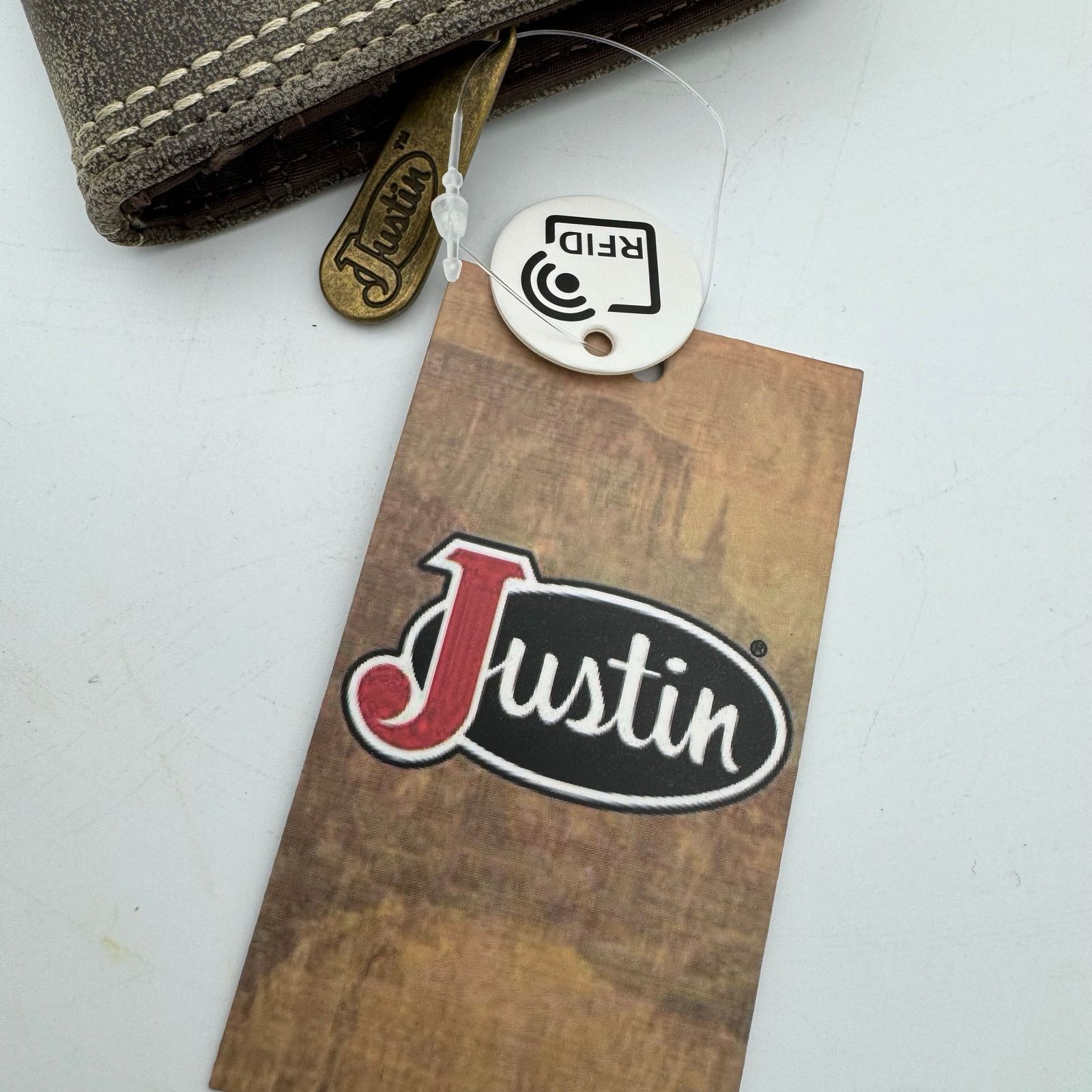 Justin Justin RFID Western Wallet Brown Tan Diamond Stitch Bifold Size ONE SIZE - 7 Thumbnail