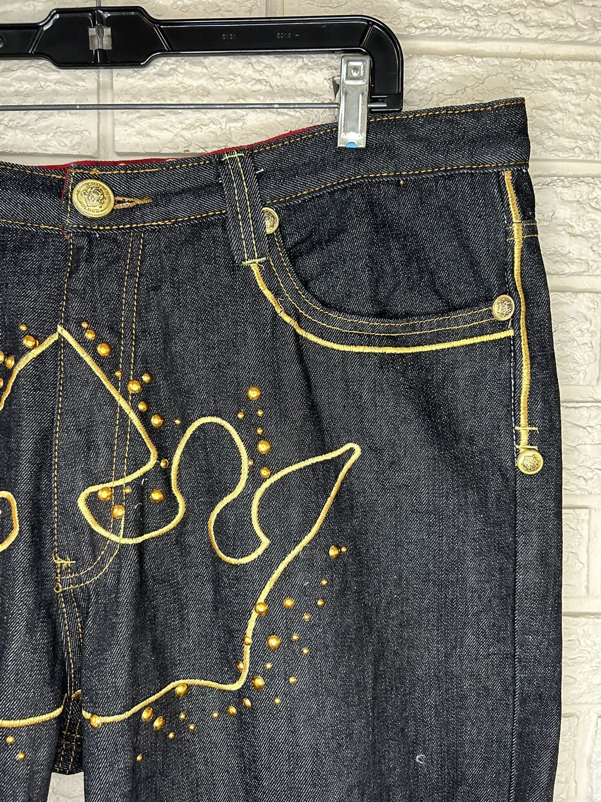 Japanese Brand Vintage Crown Holder Embroidered Studded Baggy Skater Jeans Size US 38 / EU 54 - 9 Thumbnail