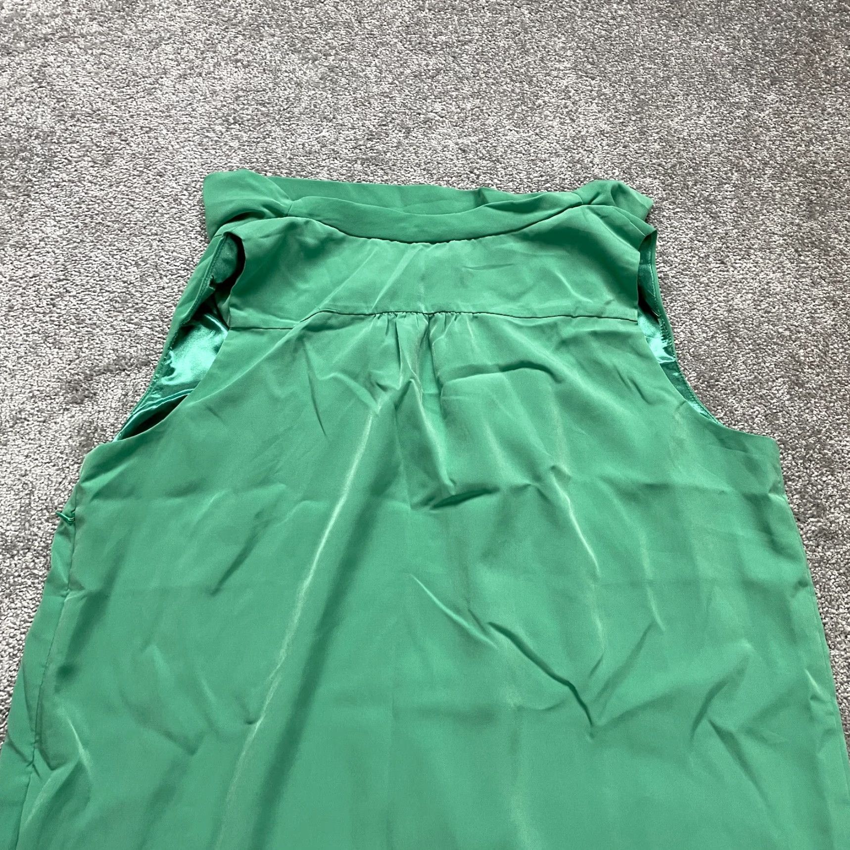 Vintage Jessica London Dress Women 18 Green Halter Cowl Neck Lined Midi Shift Party Work Size XXL / US 16-18 / IT 52-54 - 3 Thumbnail