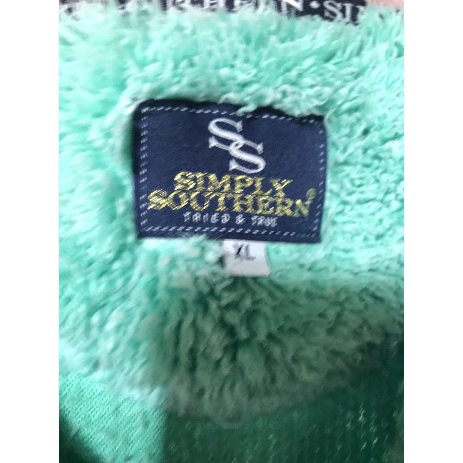 Vintage Simply Southern Pullover Womens XL Mint/Pink Faux Fur 1/4 Zip Pockets Winter Outdoor Size XL / US 12-14 / IT 48-50 - 2 Thumbnail