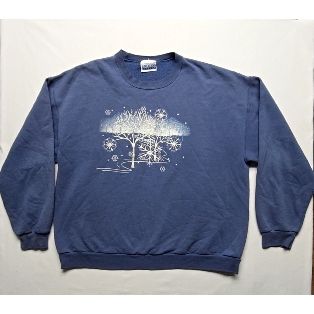 Jerzees Vintage Winter Sweatshirt Graphic Trees Large Crewneck 90s Size L / US 10 / IT 46 - 1 Thumbnail