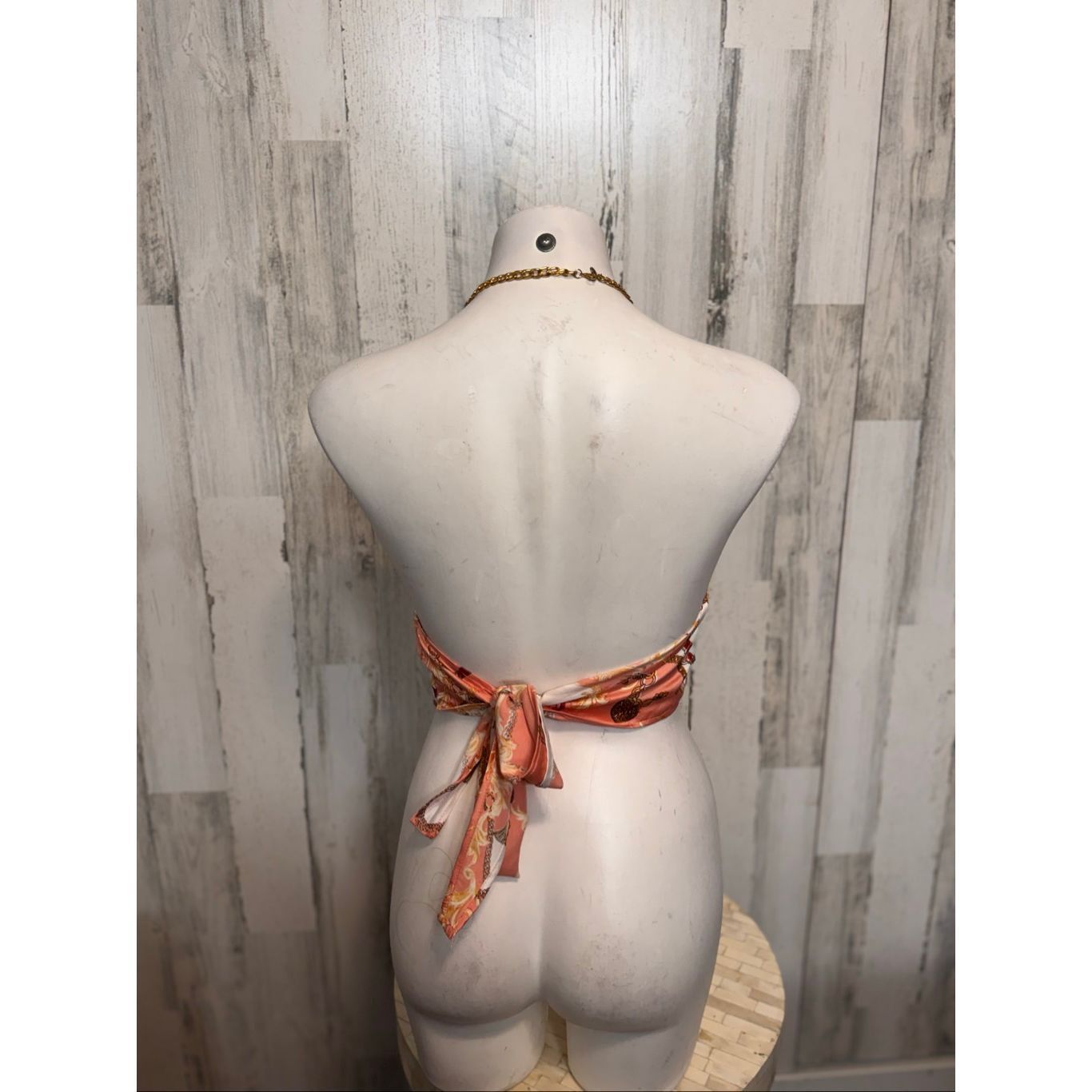 Other Penelope Boutique Satin Chain Halter Crop Top Pink Baroque Scarf Tie Back – Size M Size M / US 6-8 / IT 42-44 - 6 Thumbnail
