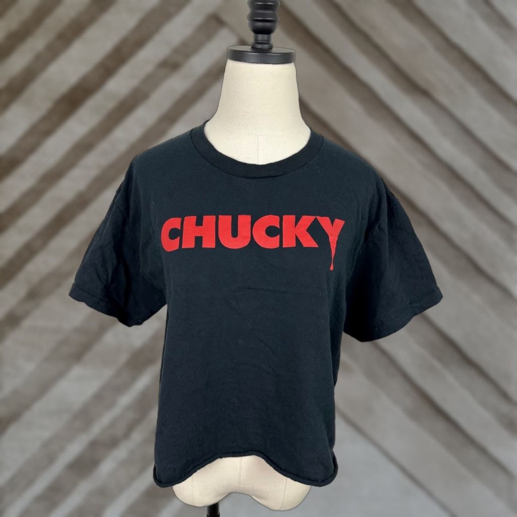 Etro Chucky Shirt Unisex Large CROPPED T-shirt Horror Tee Halloween Black Shirt Size L / US 10 / IT 46 - 1 Thumbnail