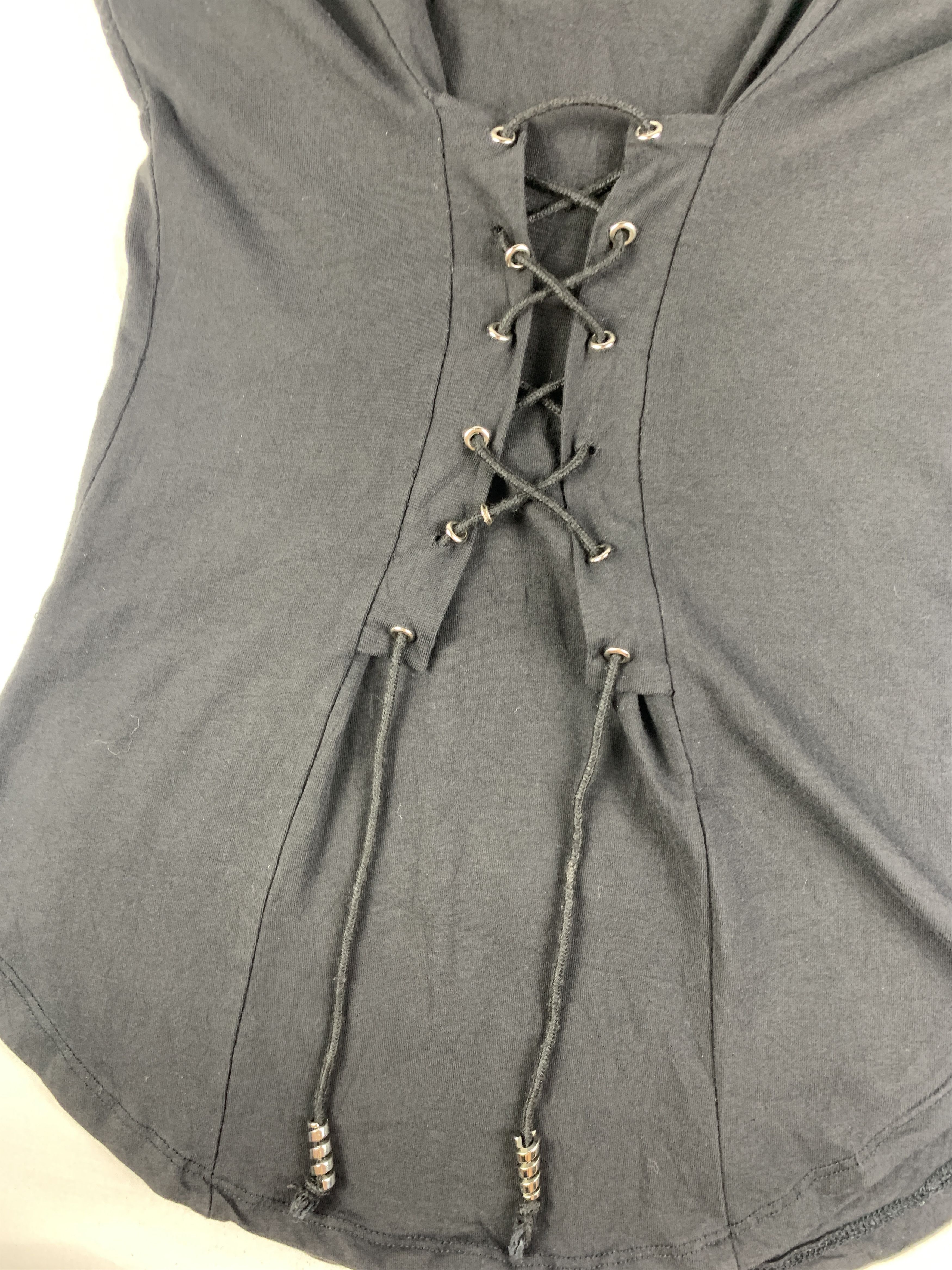 Japanese Brand B with U Black Lace Skull Studded Sleeveless Top (S) Size S / US 4 / IT 40 - 7 Thumbnail