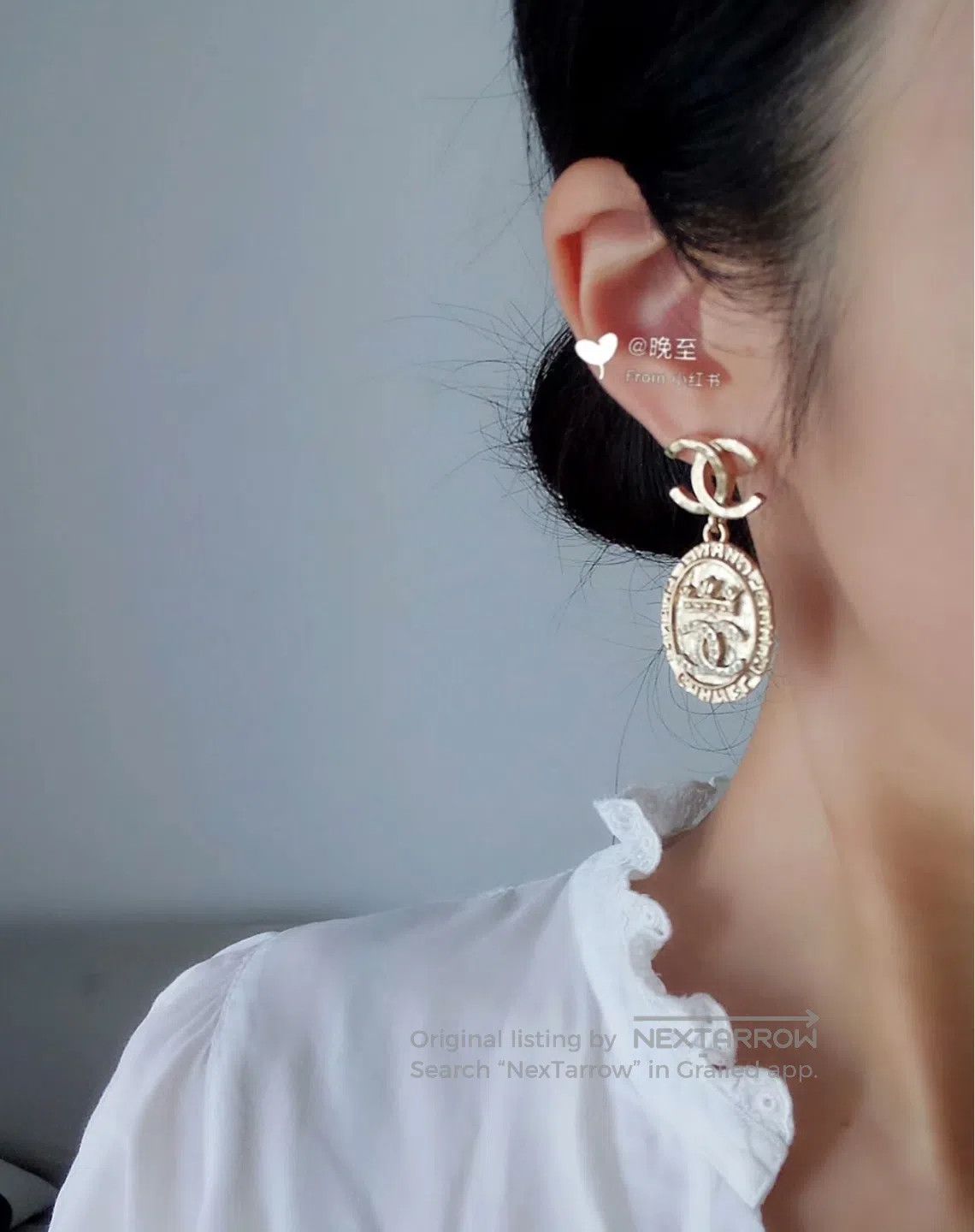 Chanel Chanel Double C Gold Coin Diamond Stud Earrings| Size ONE SIZE - 4 Thumbnail
