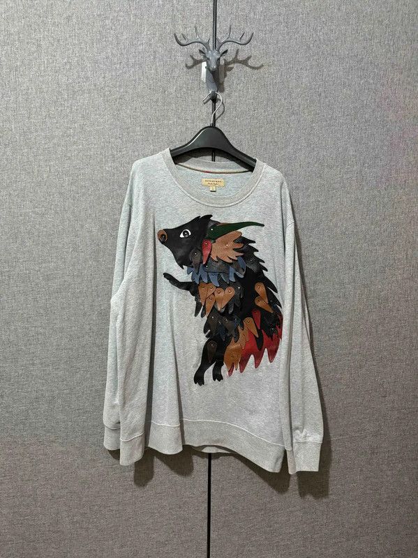 Burberry Burberry Gray Embroidered Logo Sweatshirt for Men Size US XL / EU 56 / 4 - 1 Thumbnail