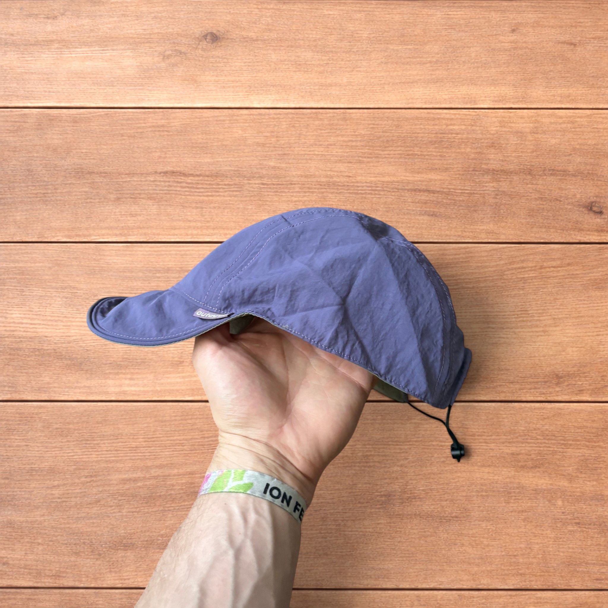 Japanese Brand Reversible military pilot trapper hat in green/purple. Size ONE SIZE - 3 Thumbnail